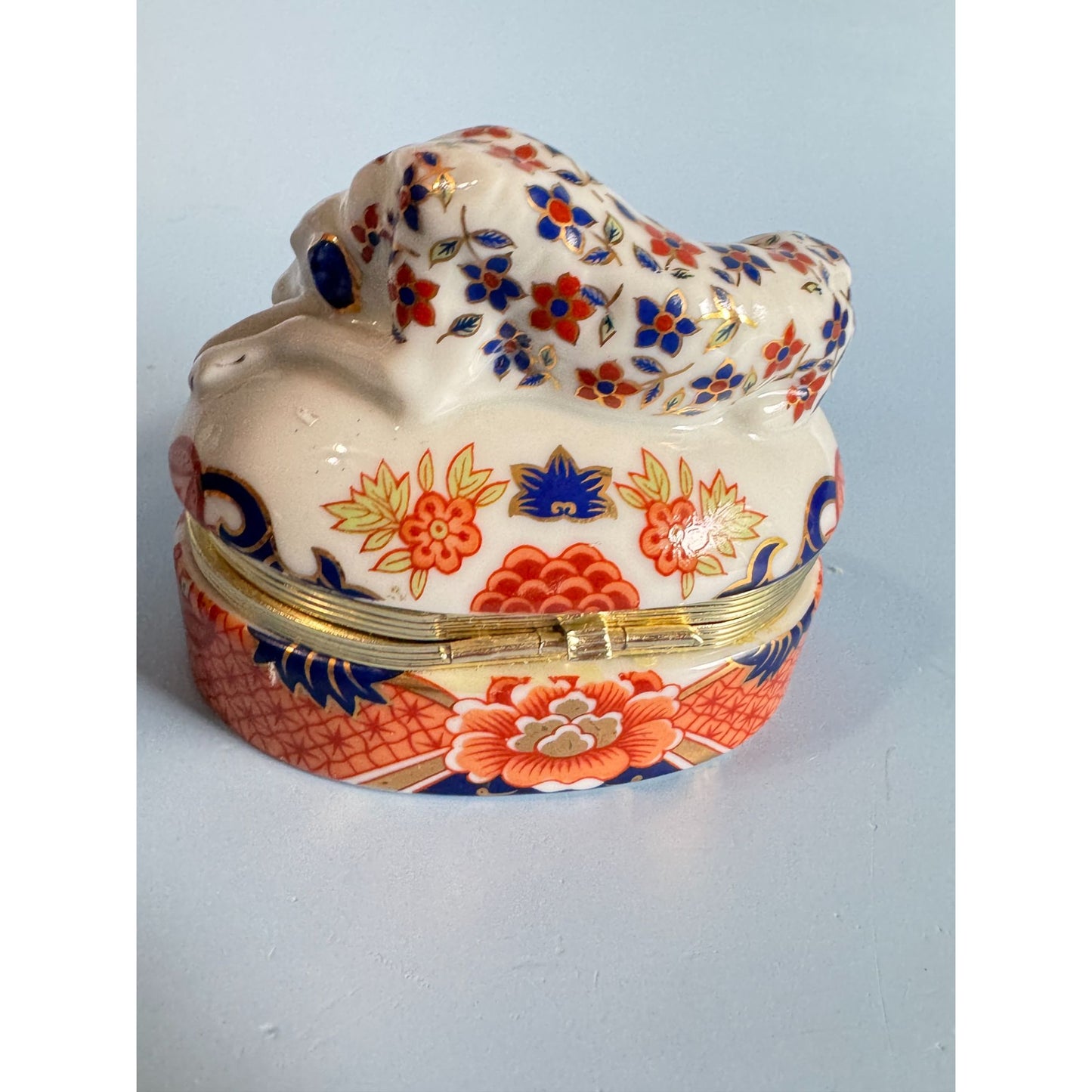 Andrea By Sadek Imari Style Dog Trinket Box 3 1/2"
