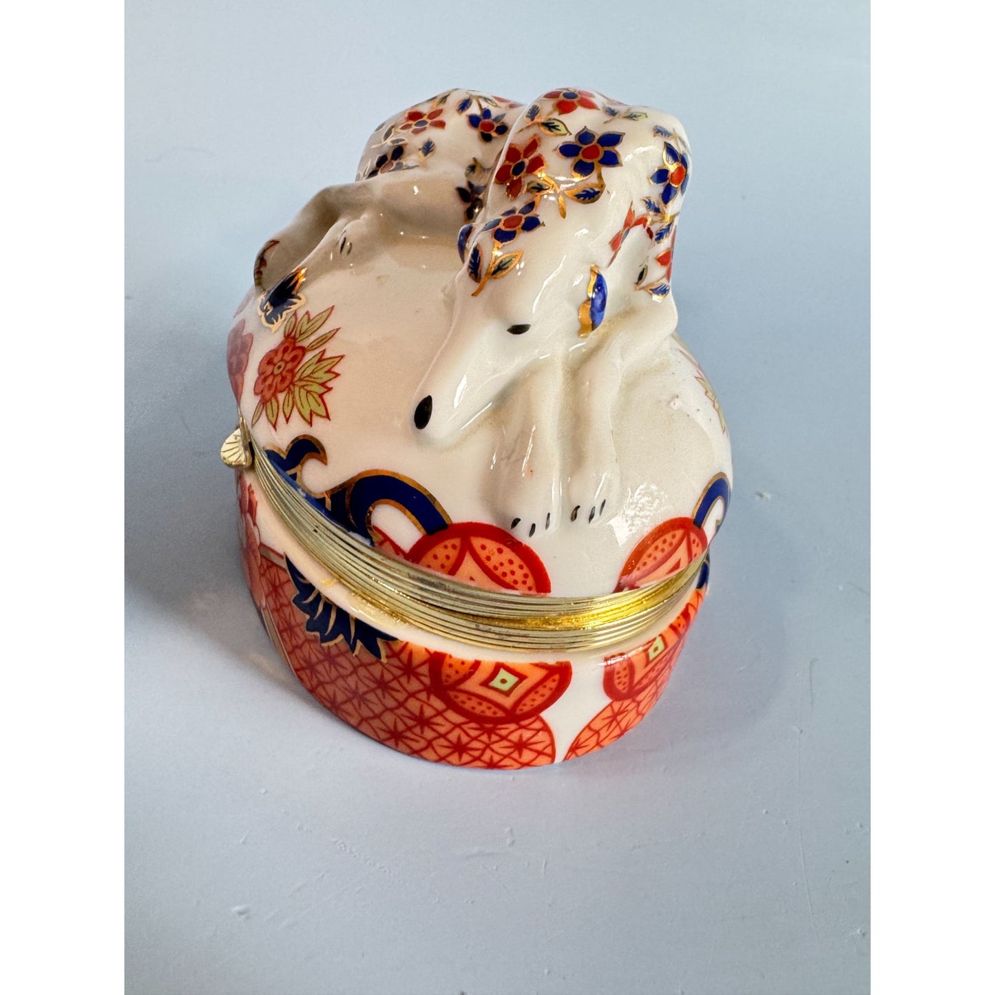 Andrea By Sadek Imari Style Dog Trinket Box 3 1/2"