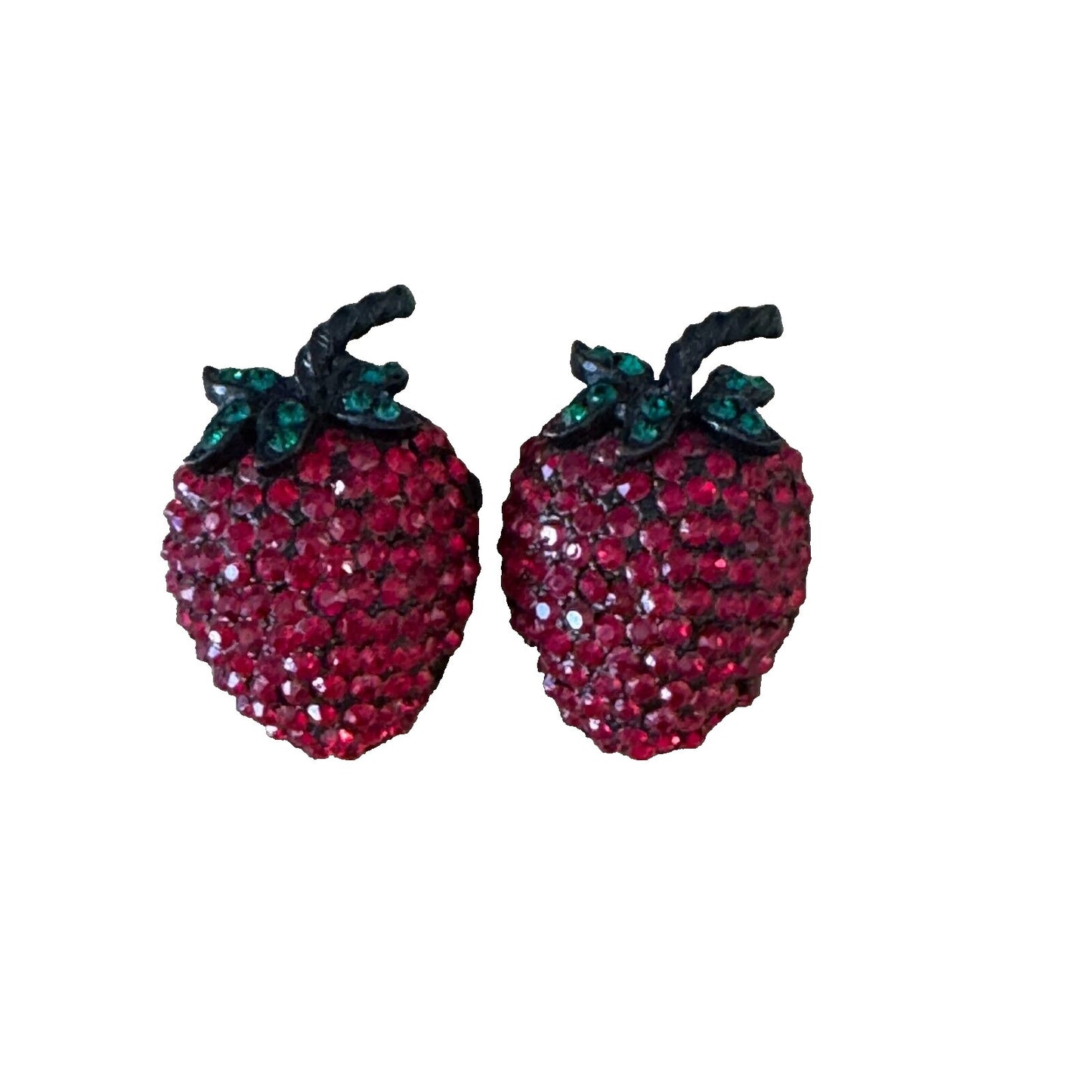 Vintage Classic Weis Red Rhinestone Strawberry Pins Missing 1 Rhinestone On One