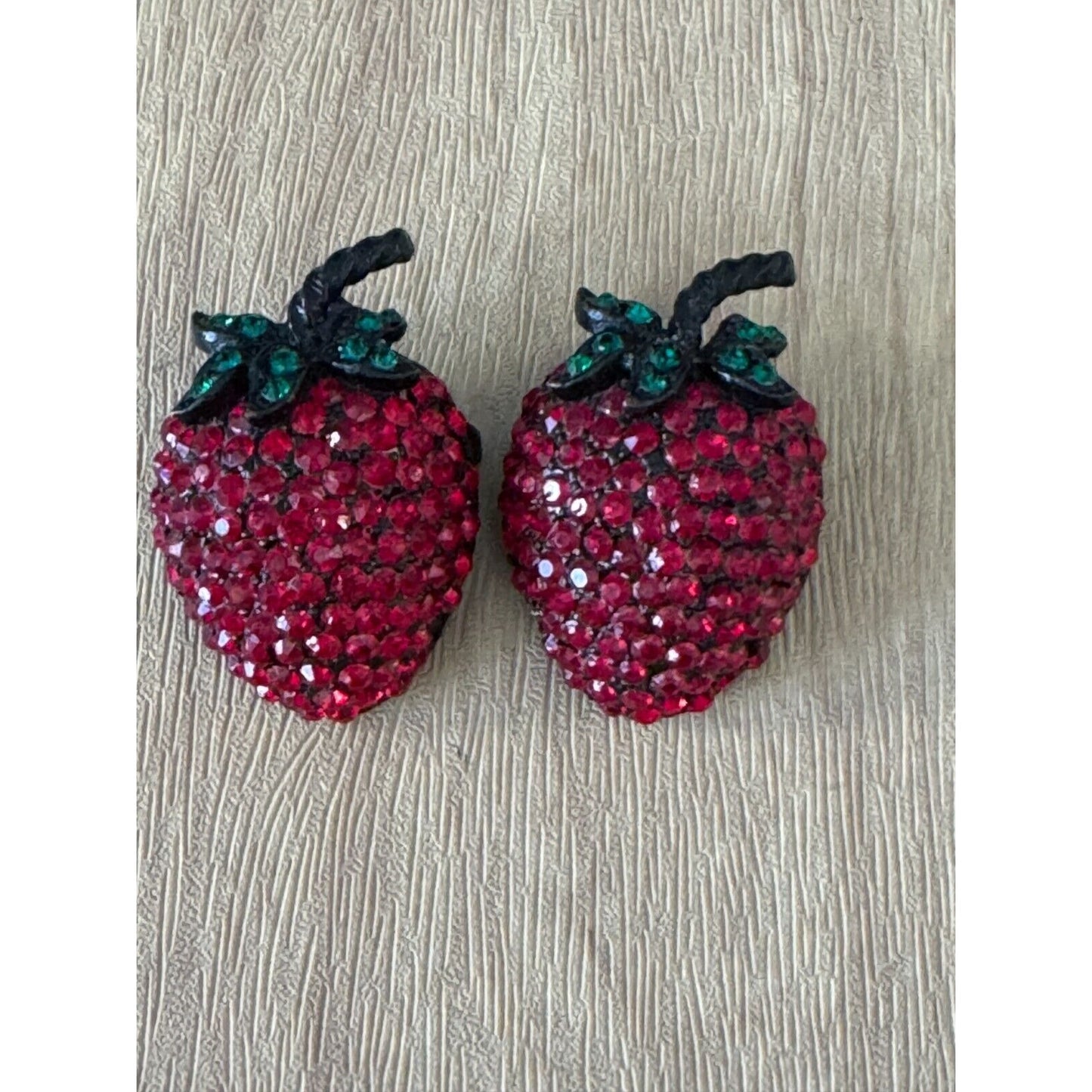 Vintage Classic Weis Red Rhinestone Strawberry Pins Missing 1 Rhinestone On One