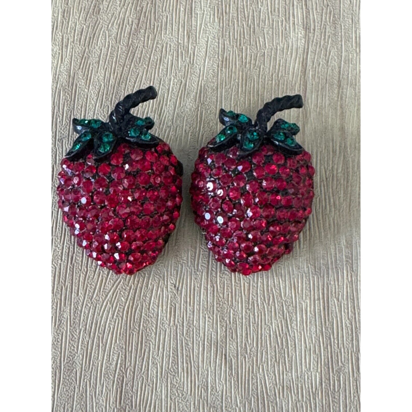 Vintage Classic Weis Red Rhinestone Strawberry Pins Missing 1 Rhinestone On One