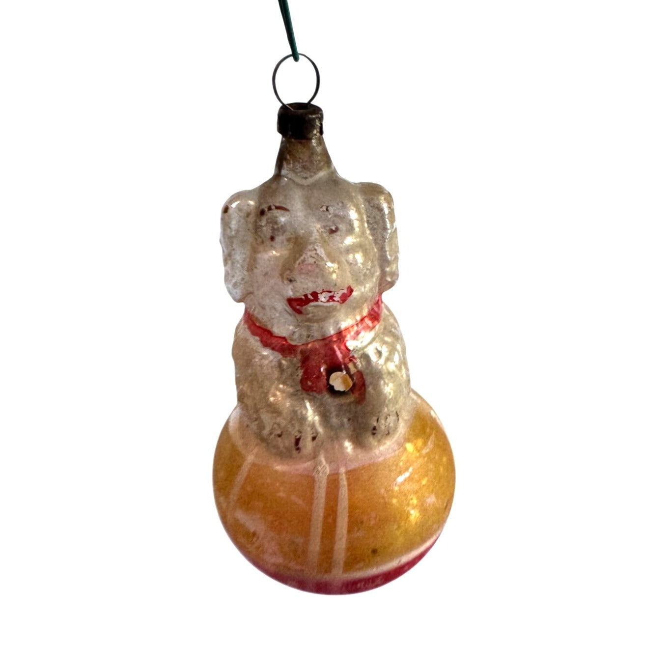 Antique Blown Glass Dog In Ball Ornament German Rare 3 1/2"