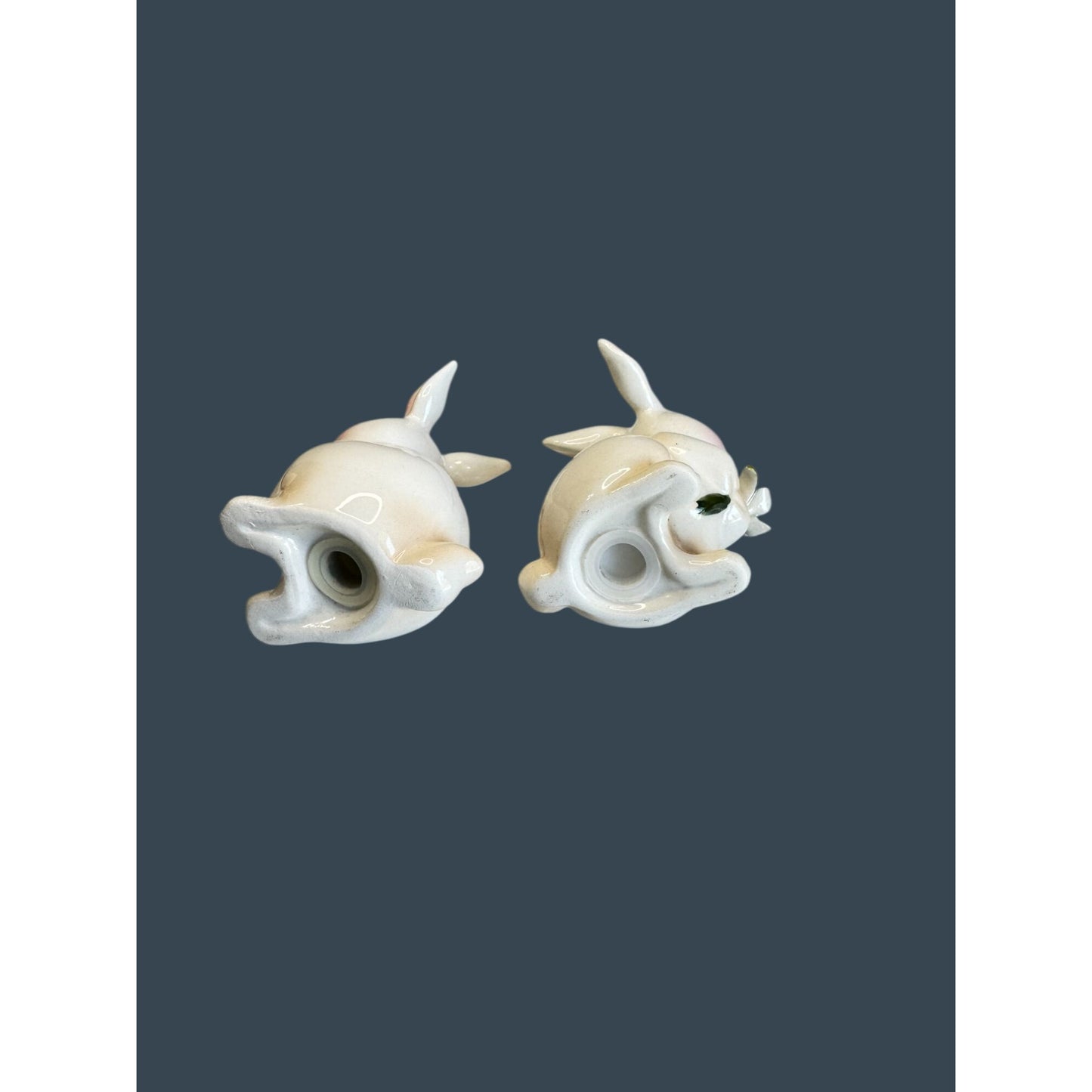 Vintage Easter Bunny Rabbit Salt Pepper Shakers Hand Painted Floral 2 1/2"