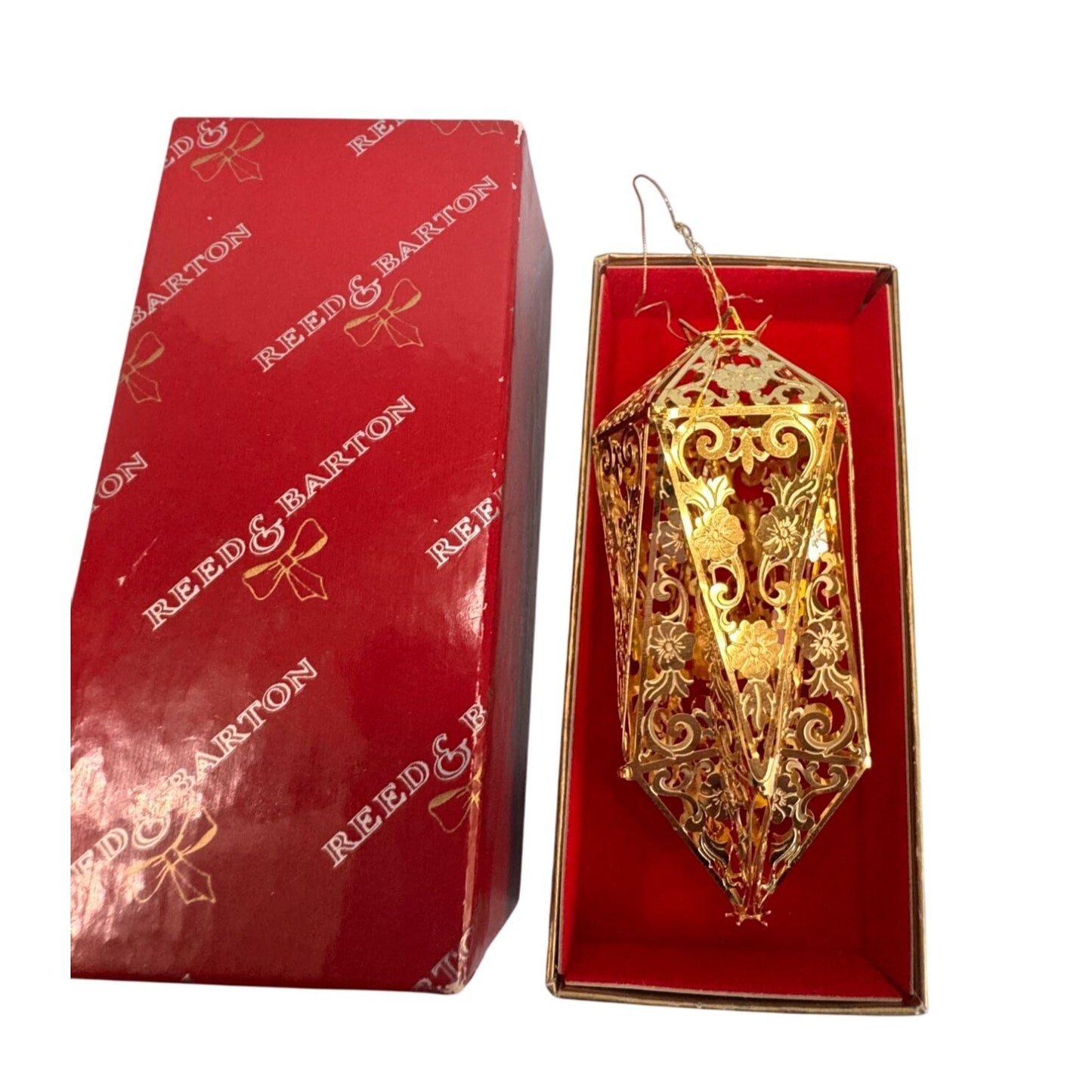 Reed & Barton Christmas Ornaments Gold Plated Filigree Collectibles Set Of 4