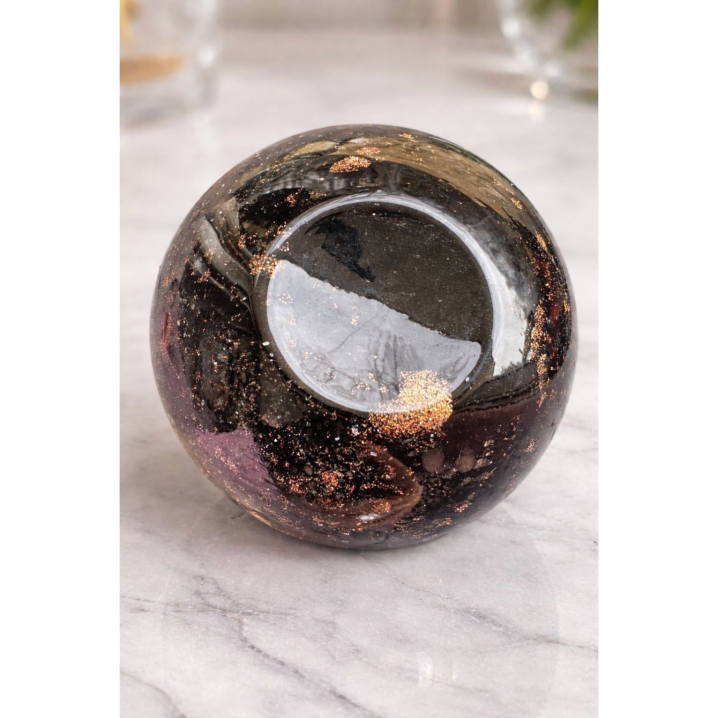 Vintage Art Glass Perfume Bottle Gold Fleck Aventurine Style 4.5" x 3" With Stopper