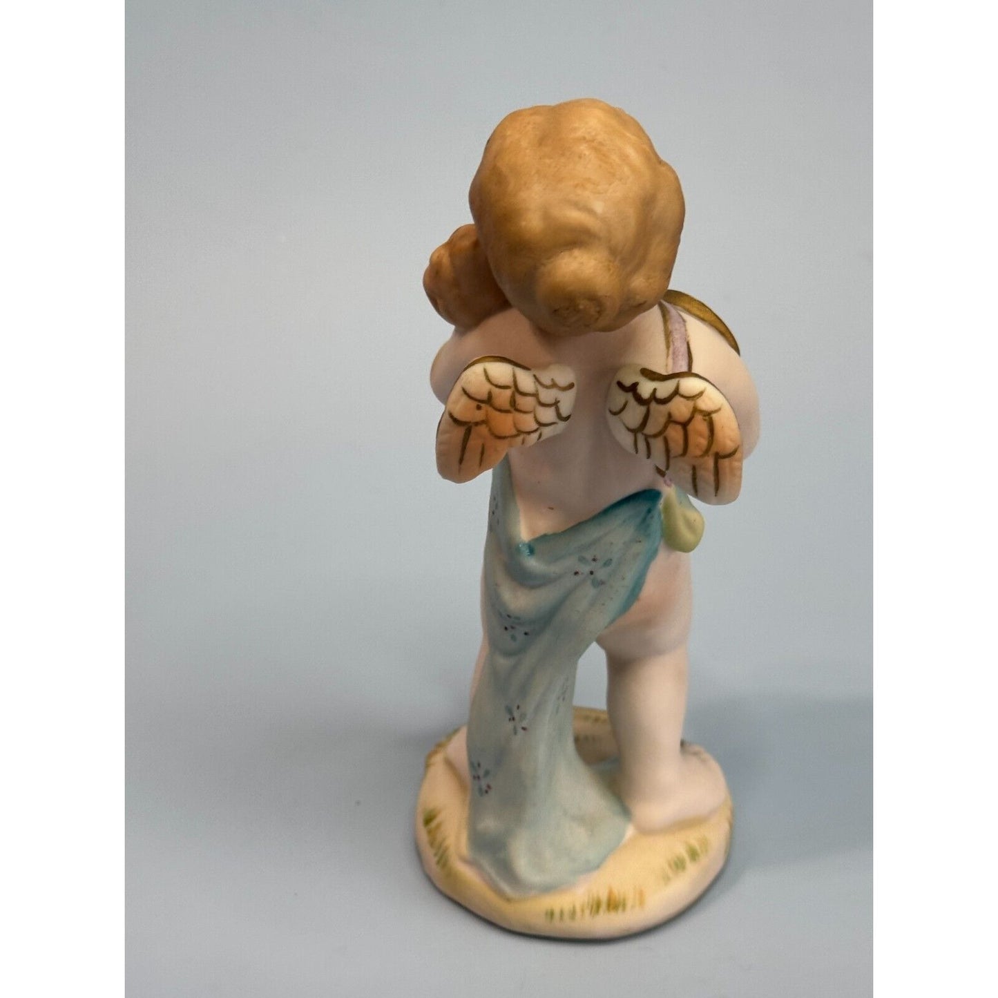 Vintage Hand Painted Porcelain Cherub Figurine Titled "Spring" Germany C1940