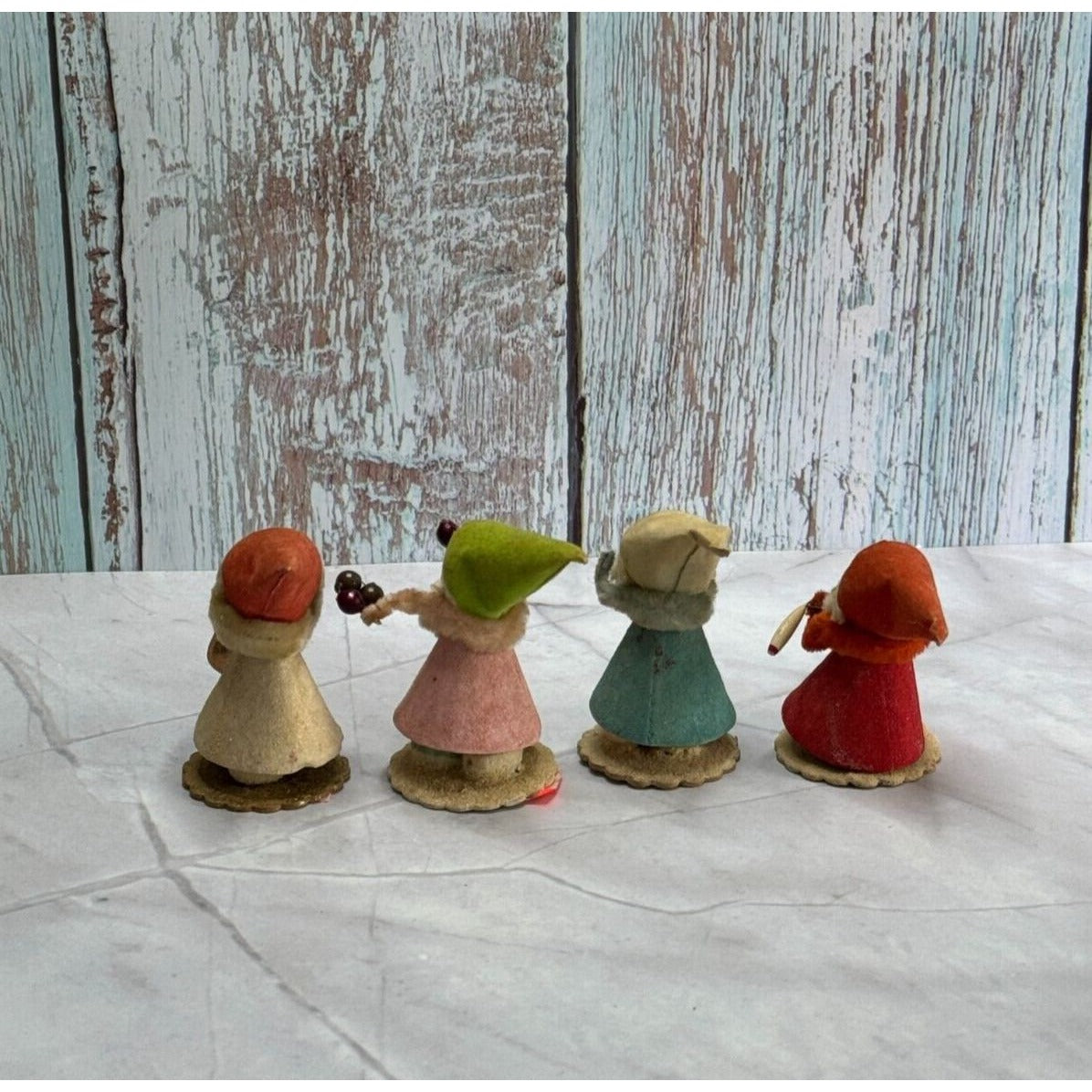 Vintage Plastic Chenille Gnome Elf with Articulated Head Arms Spun Cotton Beard