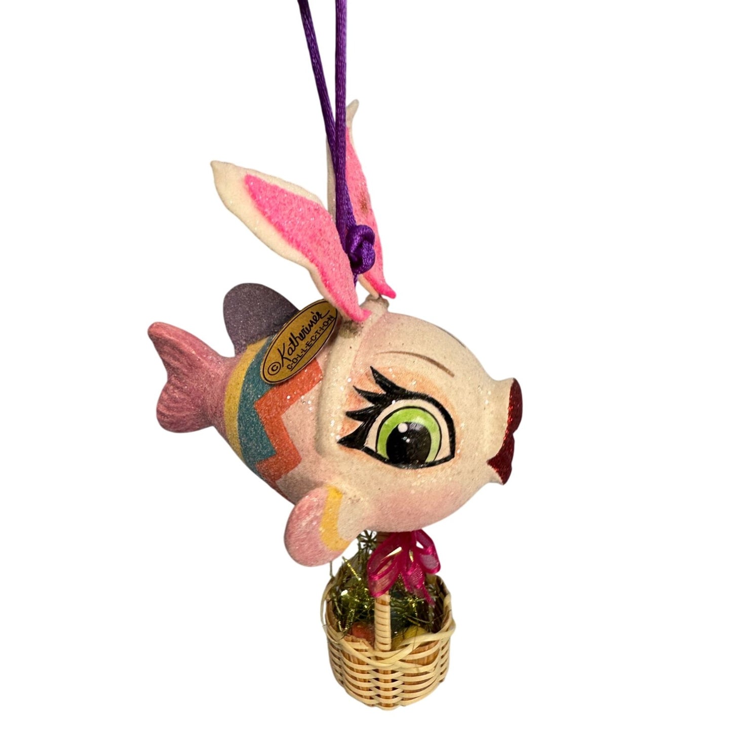 Kathrines Collection Fish Ornament Multicolor Paper-Mache 4 Inch Hanging