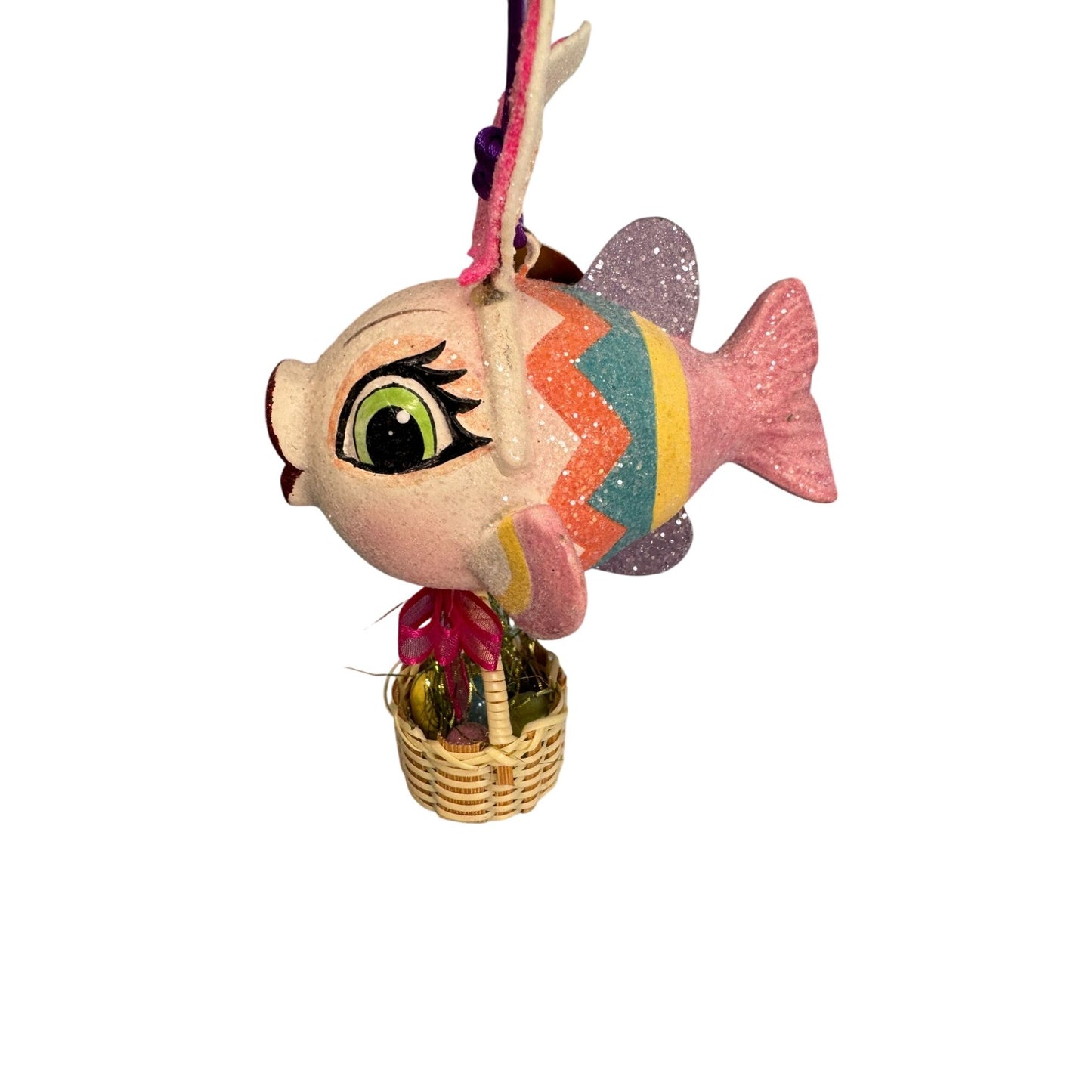 Kathrines Collection Fish Ornament Multicolor Paper-Mache 4 Inch Hanging
