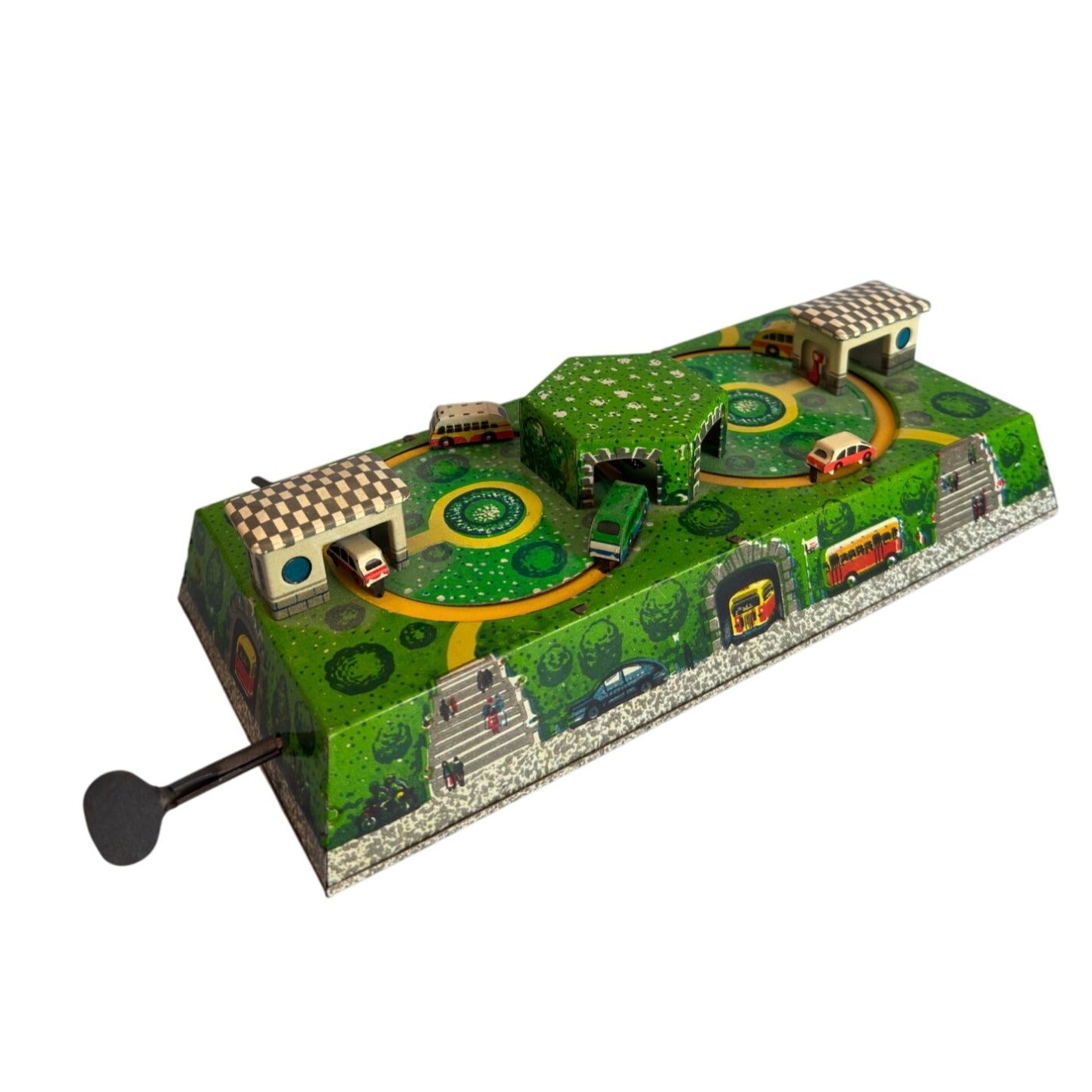 Abtotpacca Windup Tin Mechanical Toy Green USSR Lithograph 1950s