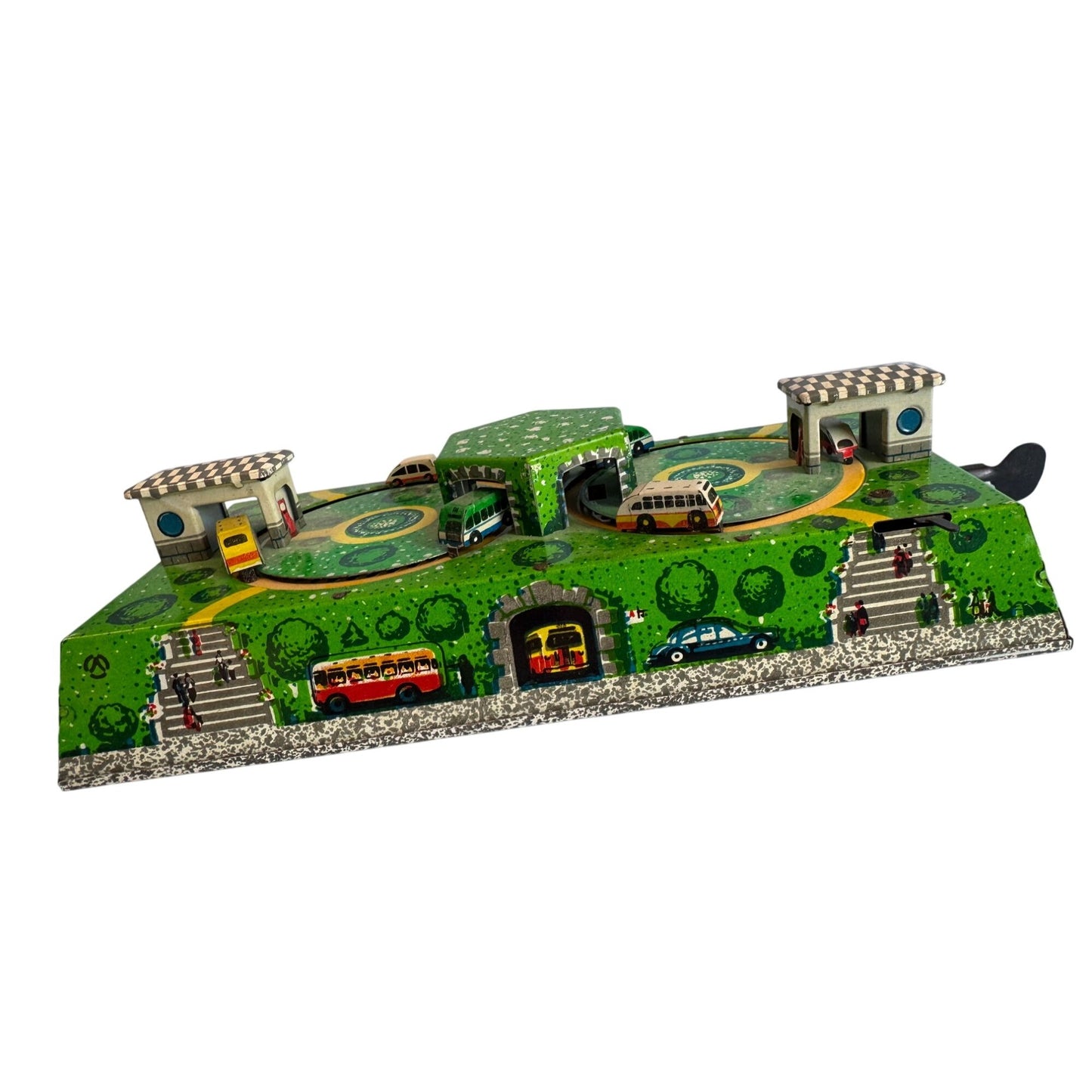 Abtotpacca Windup Tin Mechanical Toy Green USSR Lithograph 1950s