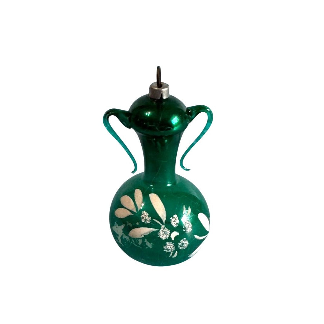 Antique Free Blown Glass Urn Sugar Pot Christmas Ornament 3"