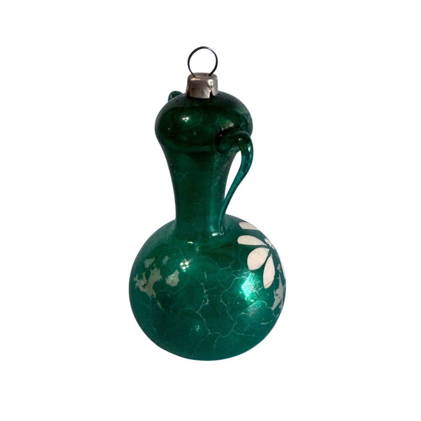 Antique Free Blown Glass Urn Sugar Pot Christmas Ornament 3"