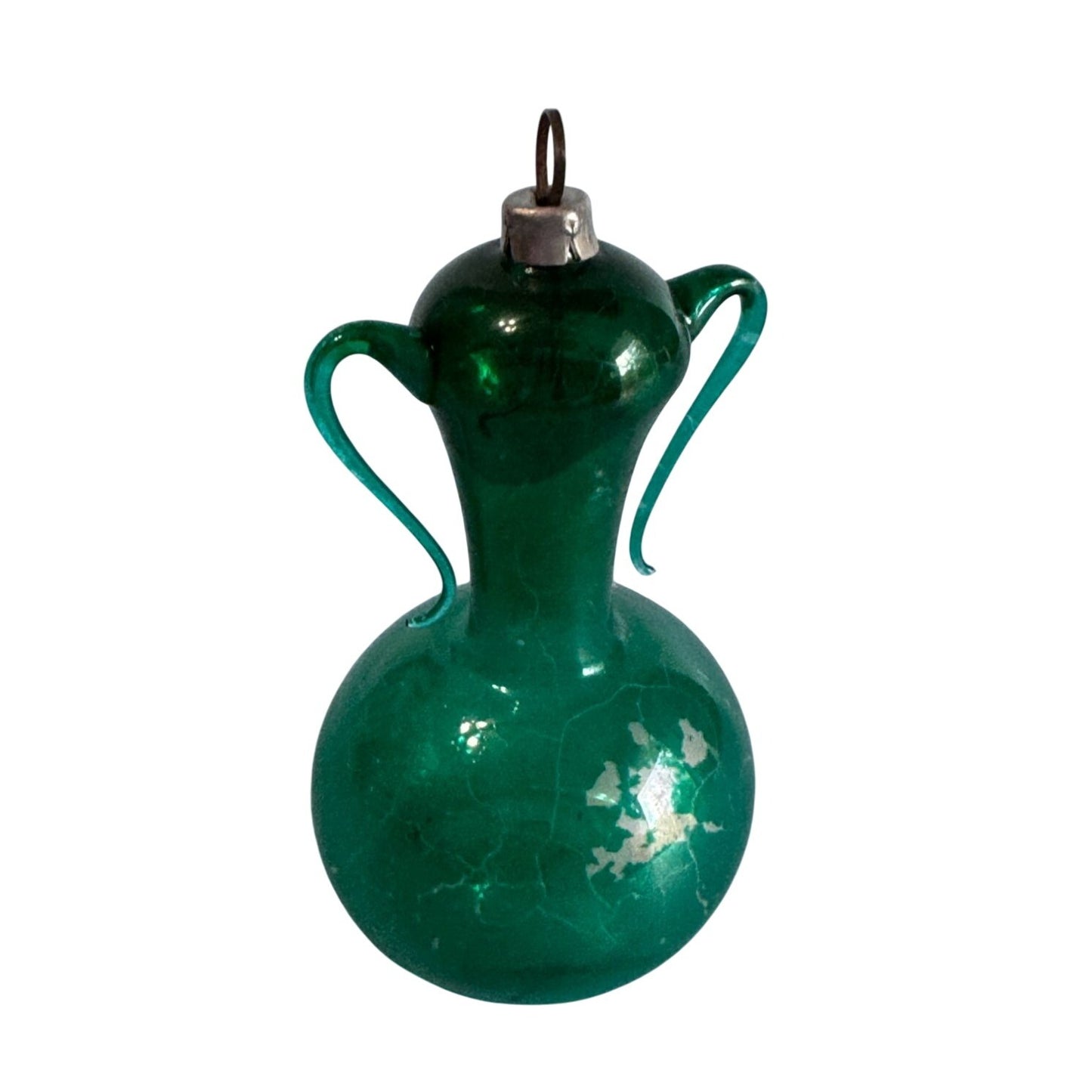Antique Free Blown Glass Urn Sugar Pot Christmas Ornament 3"