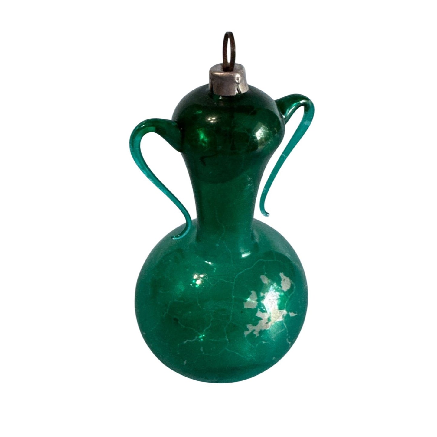 Antique Free Blown Glass Urn Sugar Pot Christmas Ornament 3"