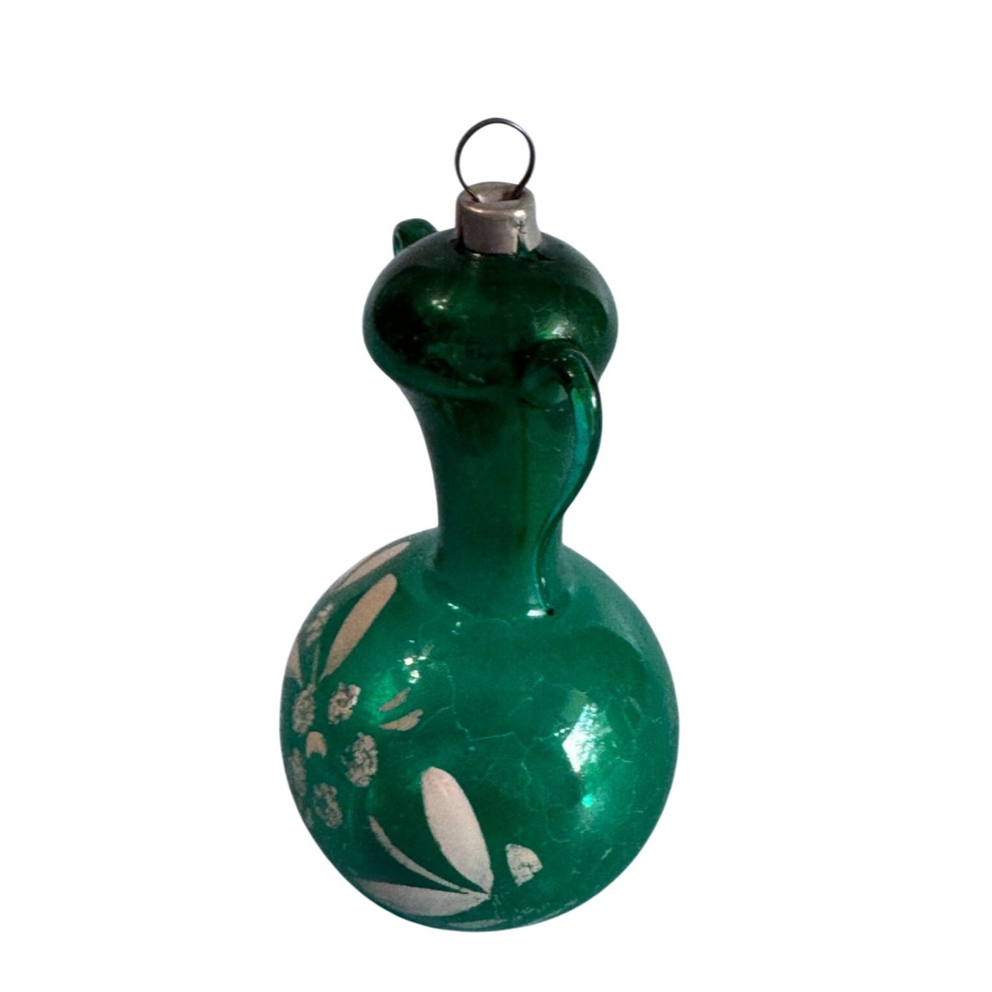 Antique Free Blown Glass Urn Sugar Pot Christmas Ornament 3"