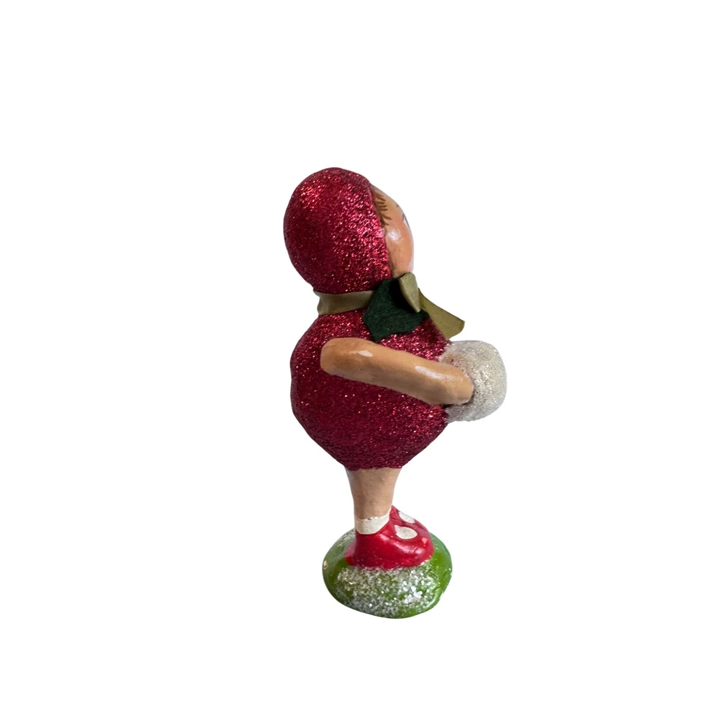 2004 Penny Mcallister Paper Mache Girl with Muff Christmas Figurine Folk Art