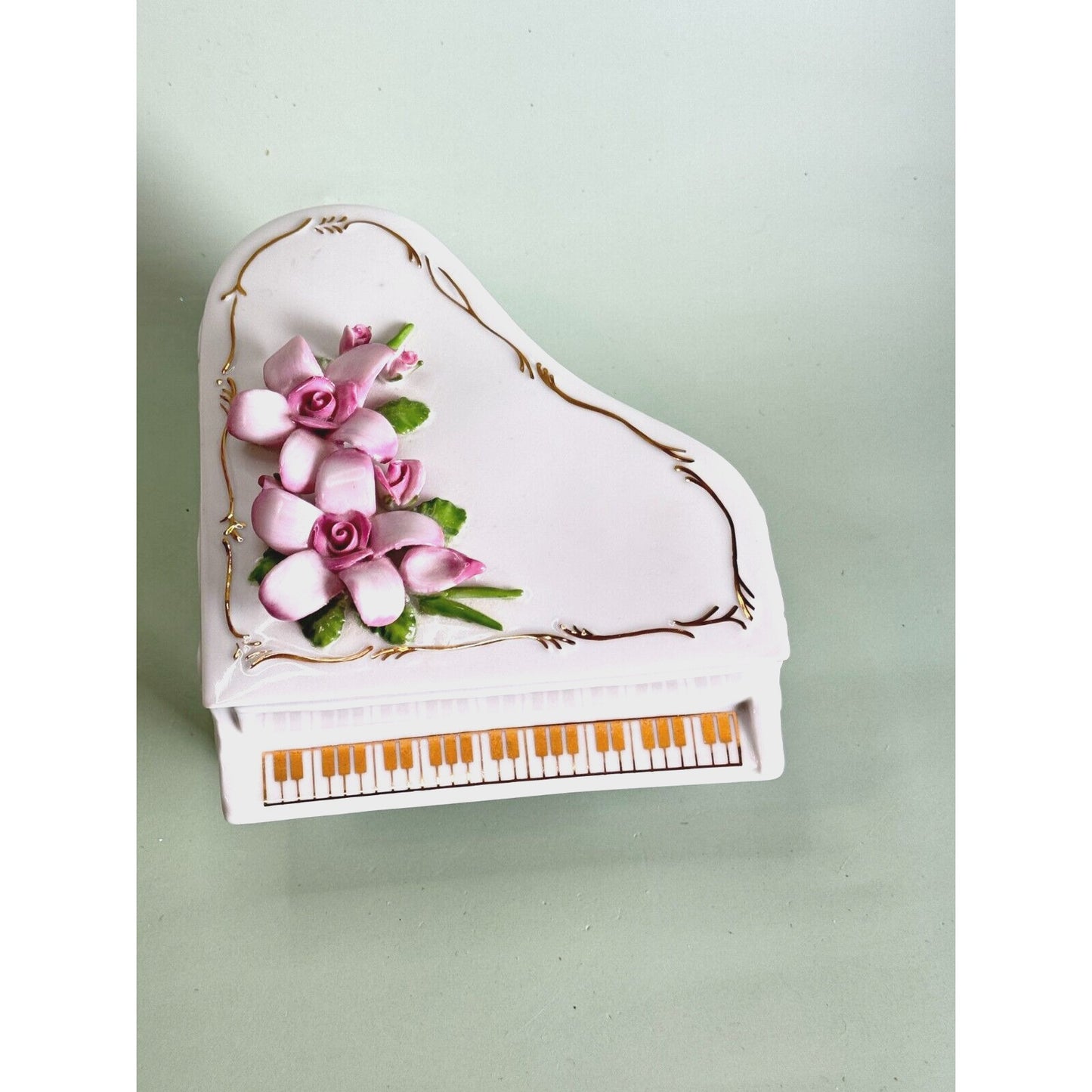 Vintage Lefton Porcelain Piano Music Box "Till the End of Time". 1996