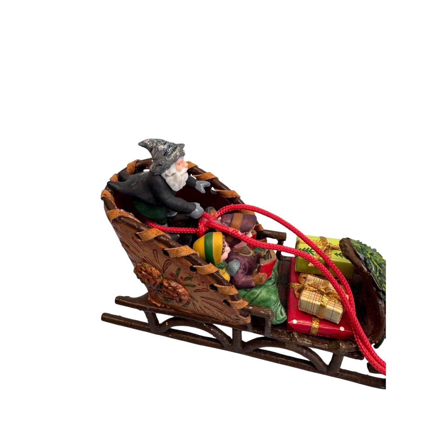 Wizard Santa Sleigh With Kids and Polar Bears Figurine 12" Display