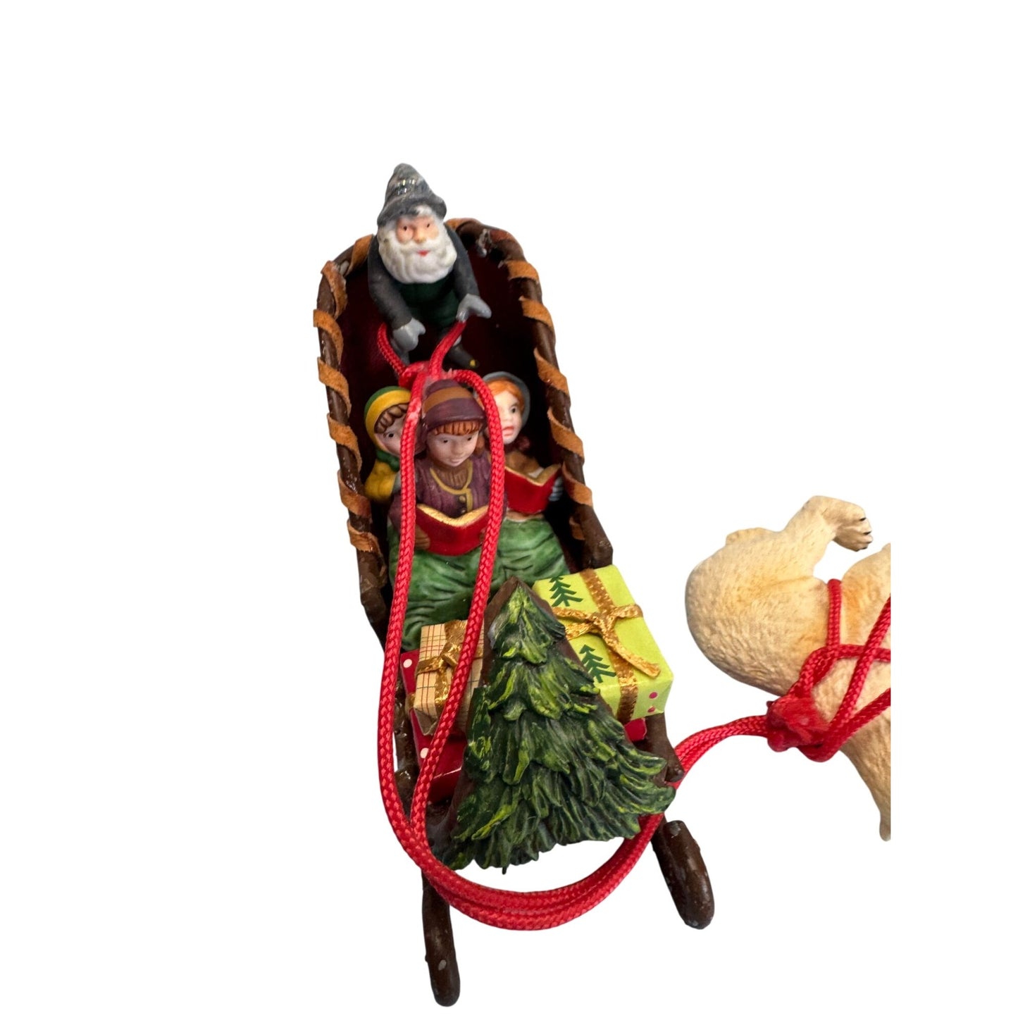 Wizard Santa Sleigh With Kids and Polar Bears Figurine 12" Display
