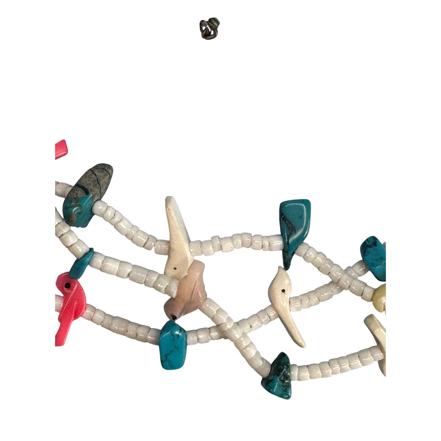 Southwestern Multistrand Fetish Bird Necklace Turquoise Shell Mixed Stones