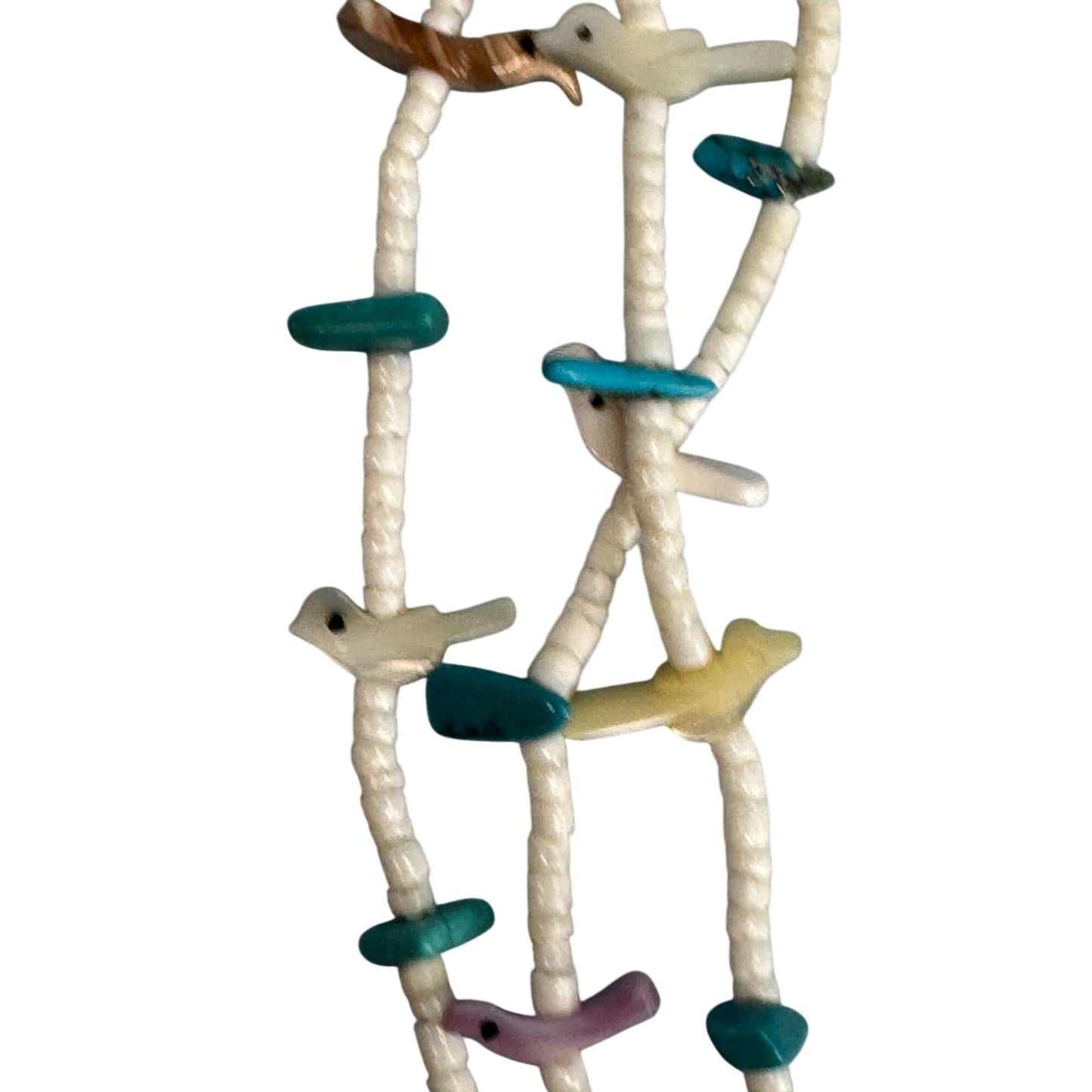 Southwestern Multistrand Fetish Bird Necklace Turquoise Shell Mixed Stones