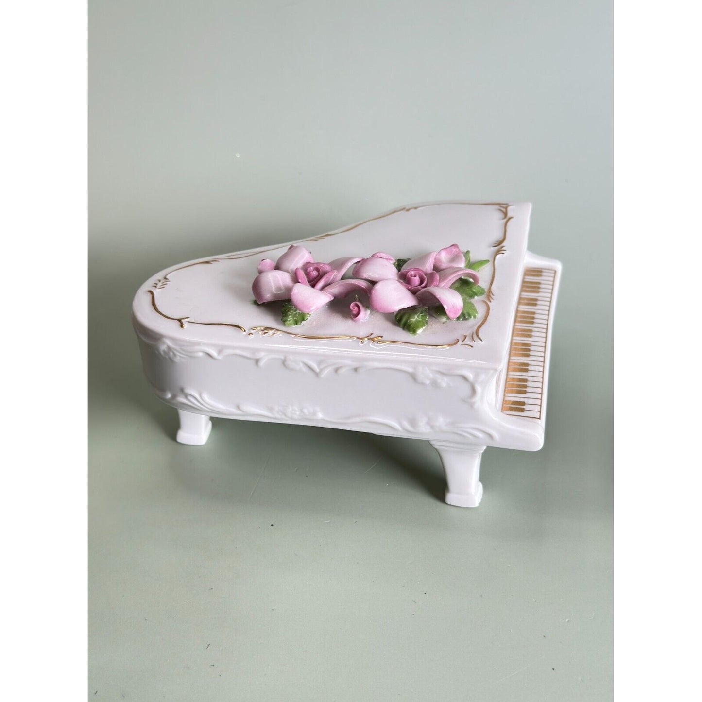 Vintage Lefton Porcelain Piano Music Box "Till the End of Time". 1996