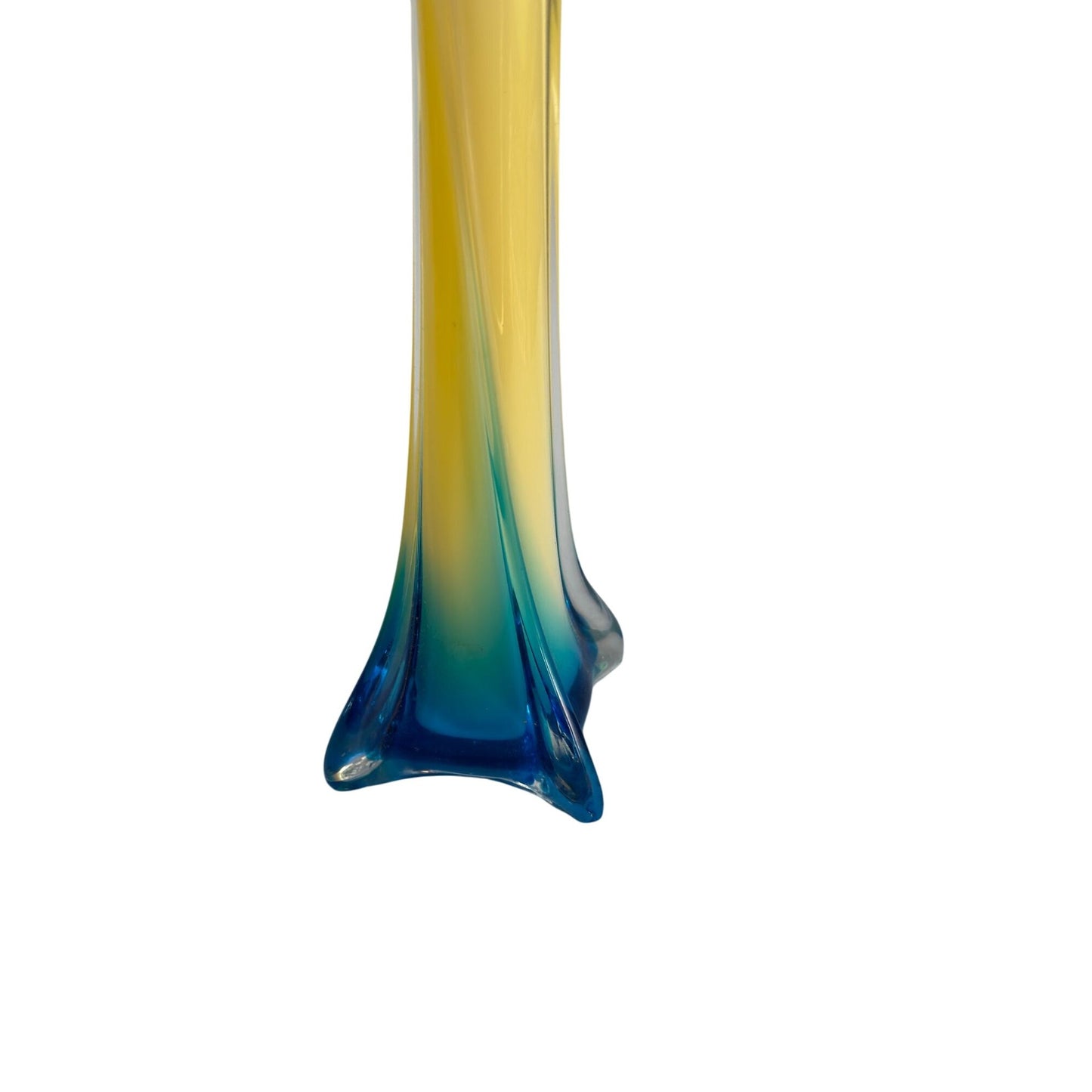Lily Jack In The Pulpit Art Glass Vase Gradient Yellow & Blue 13" Tall Modern Home Decor