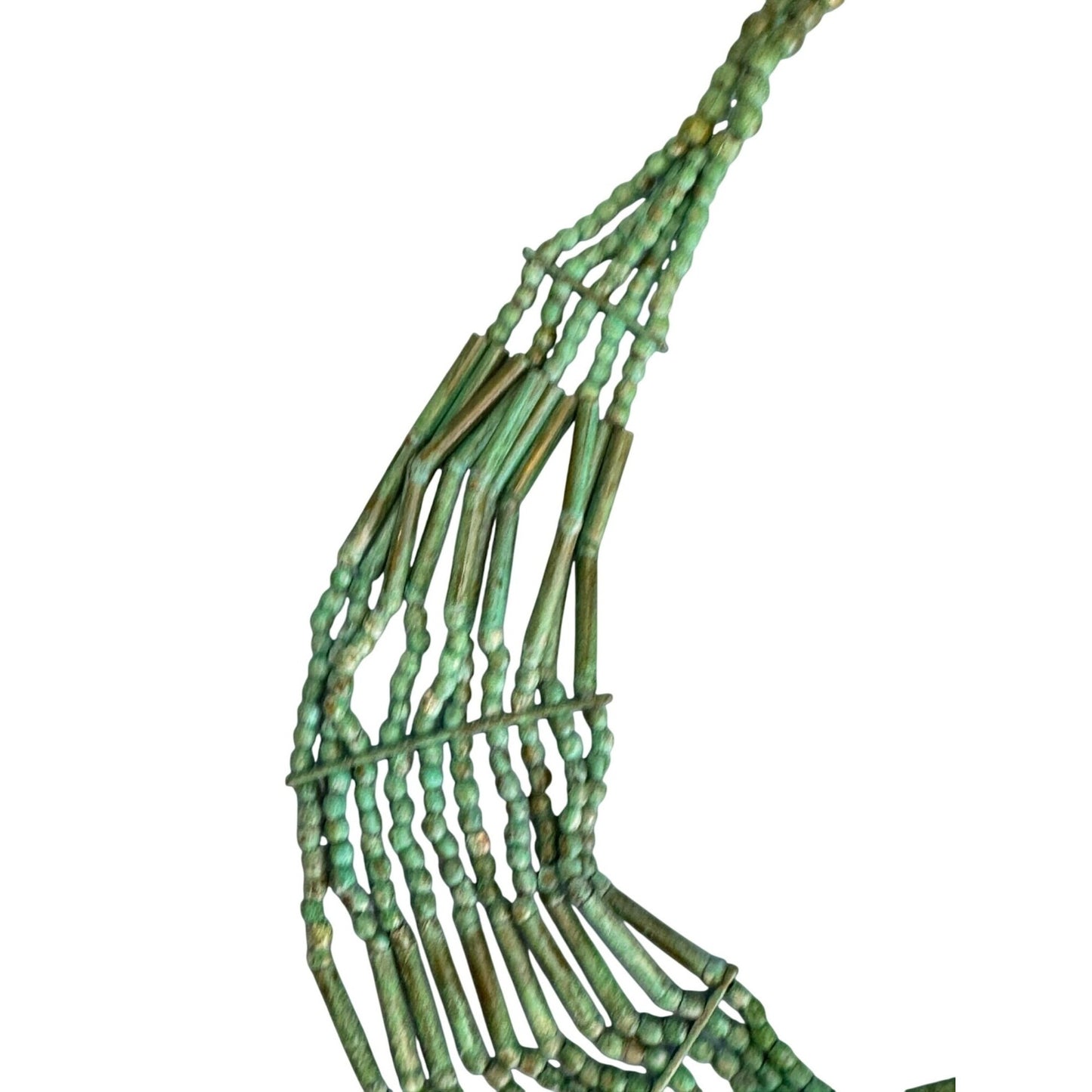 Tribal Multi-Strand Green Turquoise Beaded Necklace With Brass Hook Clasp