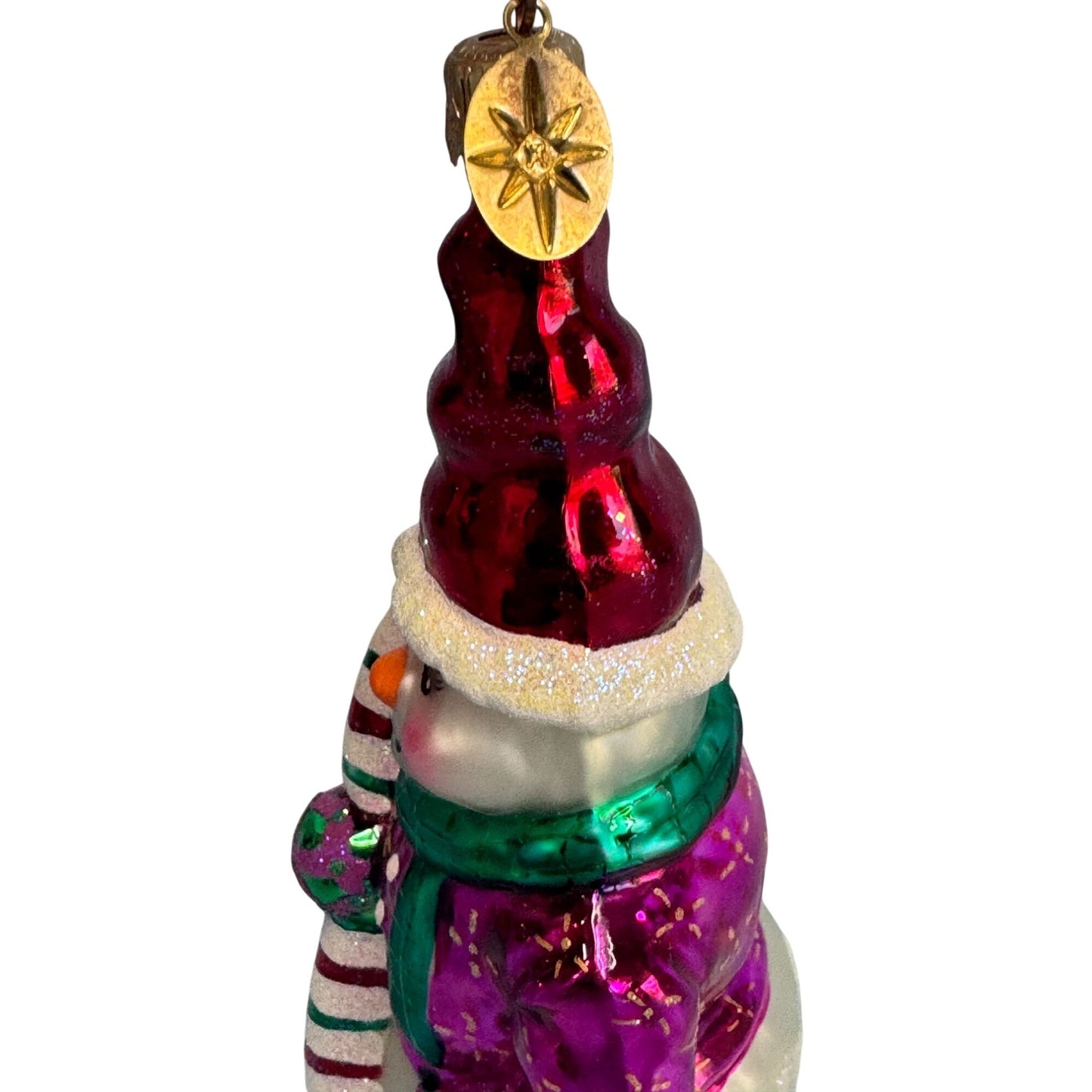 Christopher Radko Frosty Twist Snowman Ornament Rare Retired Glass 6 Inch Multicolor