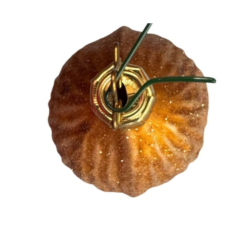Inge Glas Walnut Blown Glass Ornament Germany 2 3/4" Star Cap Nut Holiday