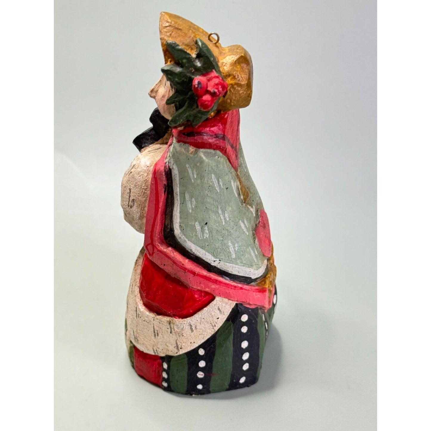 Vintage House of Hatten Girl Caroler 1991 Christmas Paper Mache Orament 7 1/2"