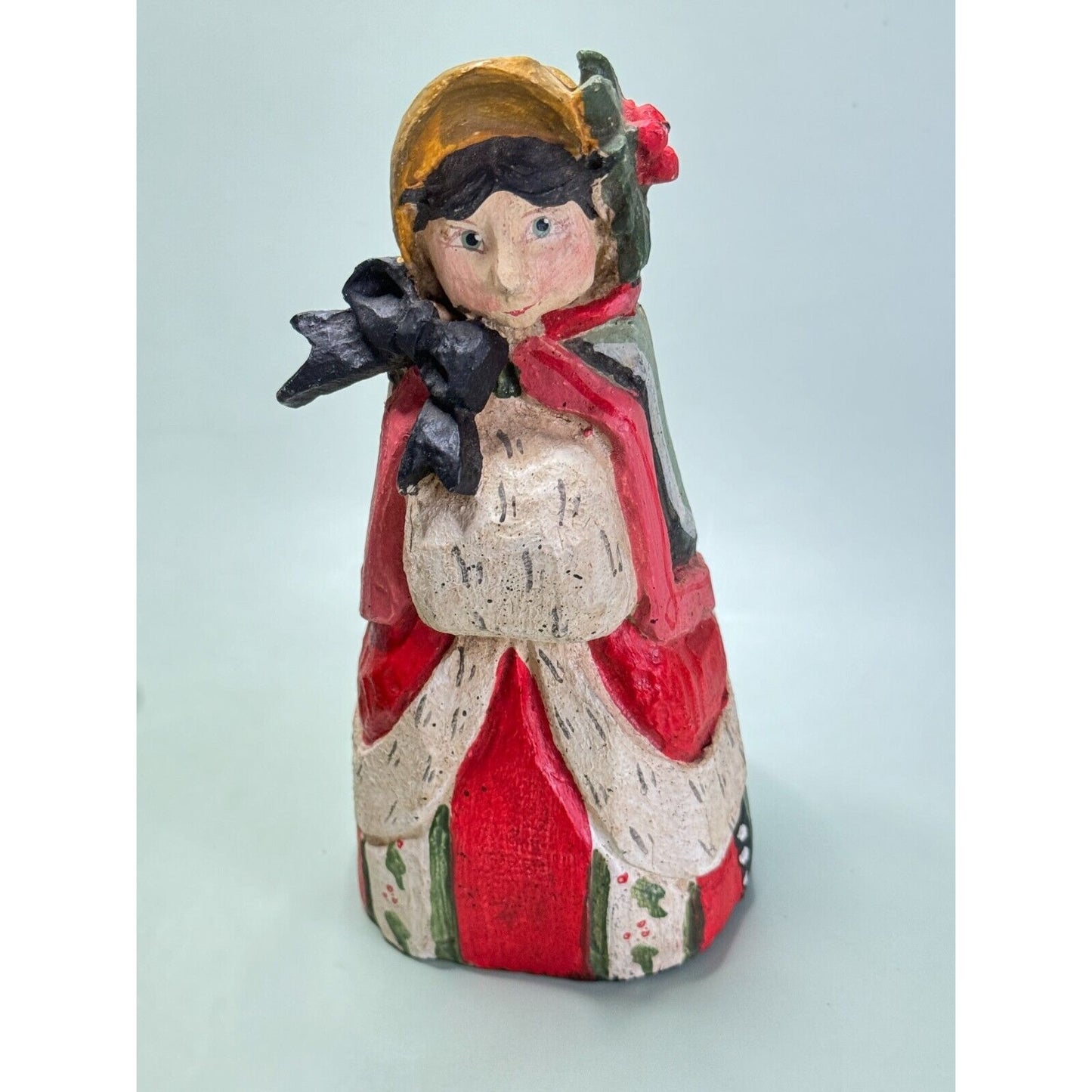 Vintage House of Hatten Girl Caroler 1991 Christmas Paper Mache Orament 7 1/2"