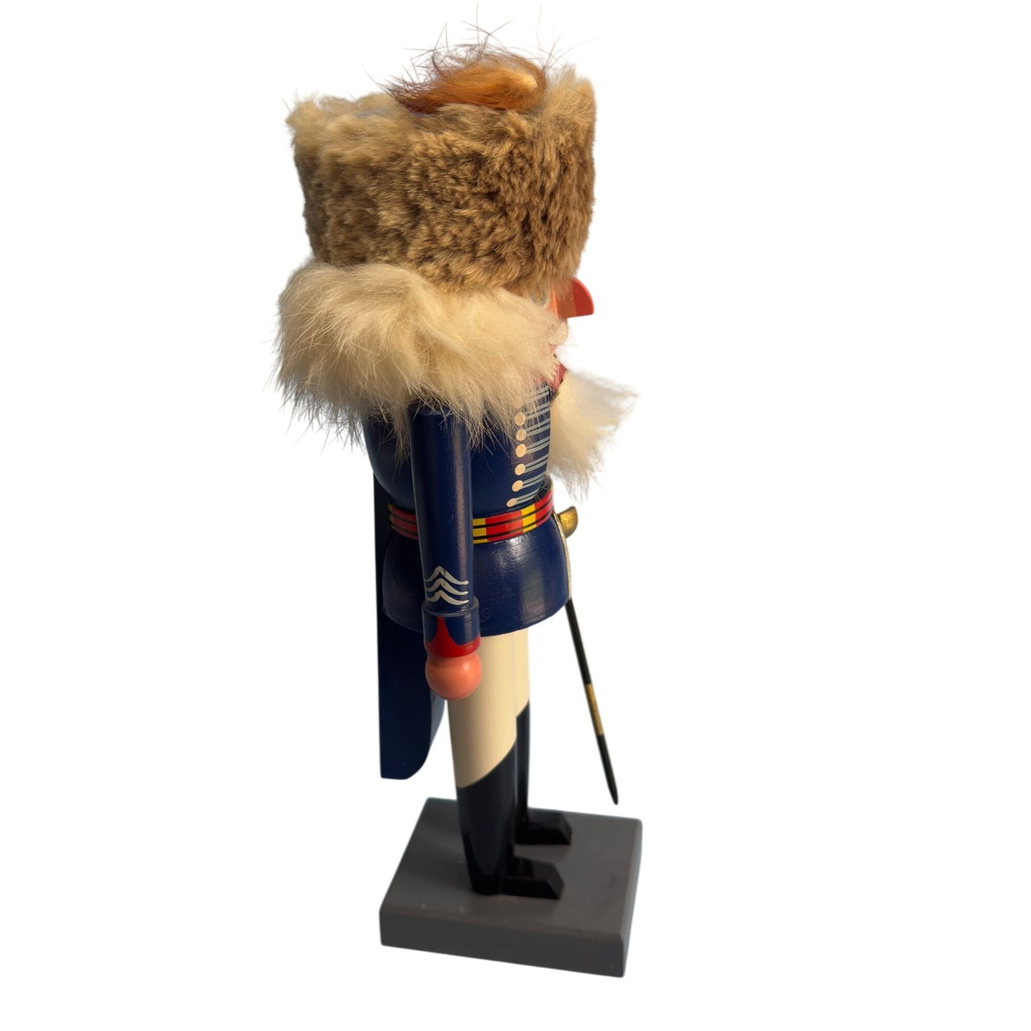 British Hussar Soldier Nutcracker By KWO Erzgebirge Germany 10 1/4" W/Fur Hat