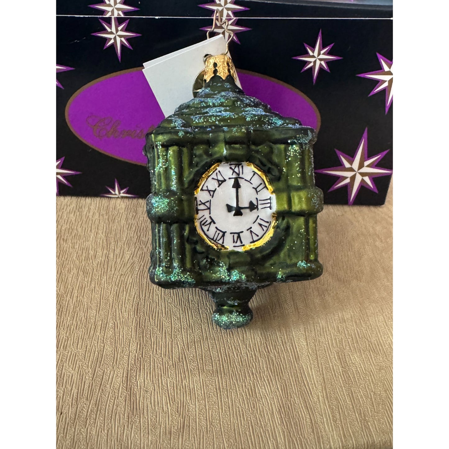 Christopher Radko 2004 Marshall Fields Clock Christmas Ornament W/ Box 3" Tall X 1 3/4"