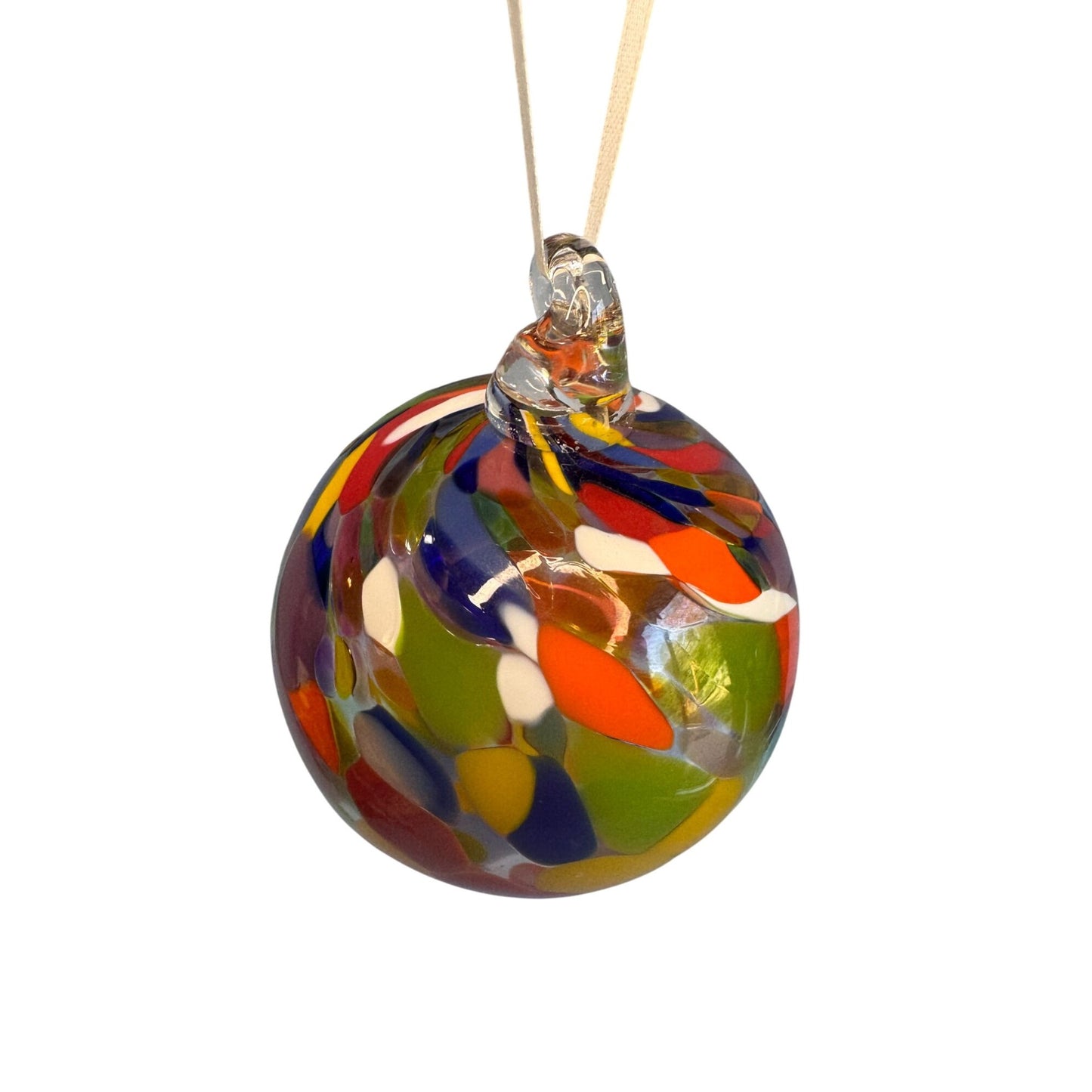 Art Glass Friendship Witch Spirit Ball Ornament Vibrant Multicolor 3½