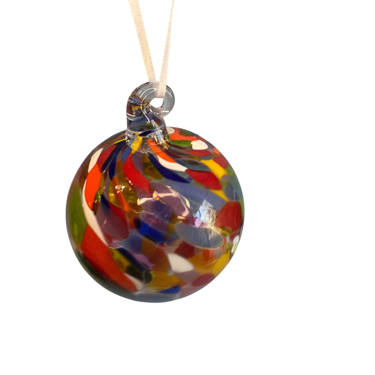 Art Glass Friendship Witch Spirit Ball Ornament Vibrant Multicolor 3½