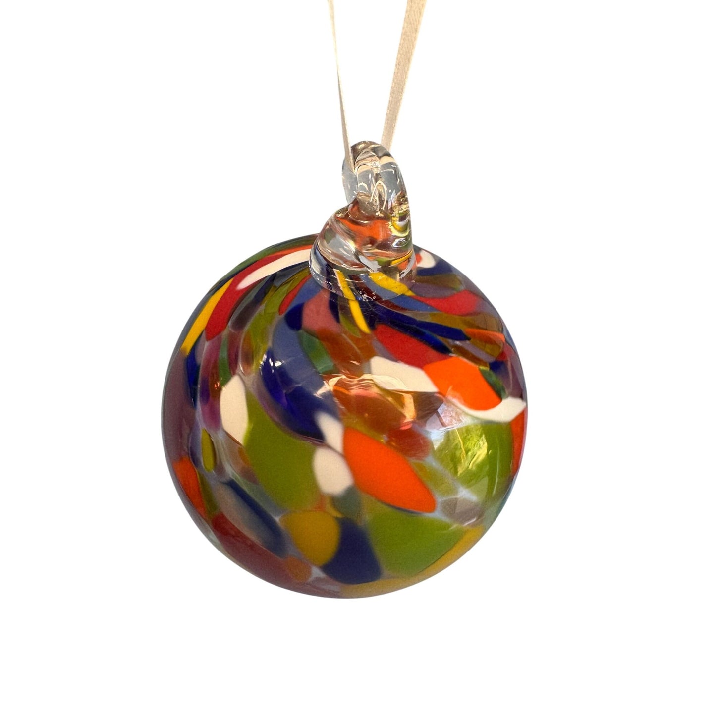 Art Glass Friendship Witch Spirit Ball Ornament Vibrant Multicolor 3½