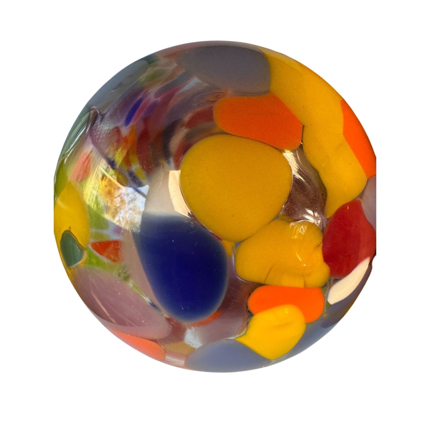 Art Glass Friendship Witch Spirit Ball Ornament Vibrant Multicolor 3½