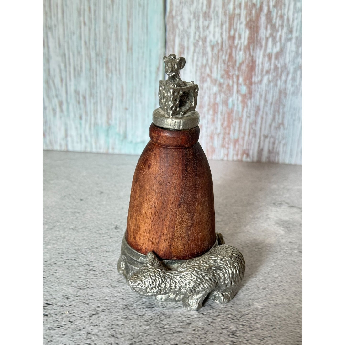 Vintage Kiefer Pewter & Wood Cat & Mouse Cinnamon Diffuser Air Refresher