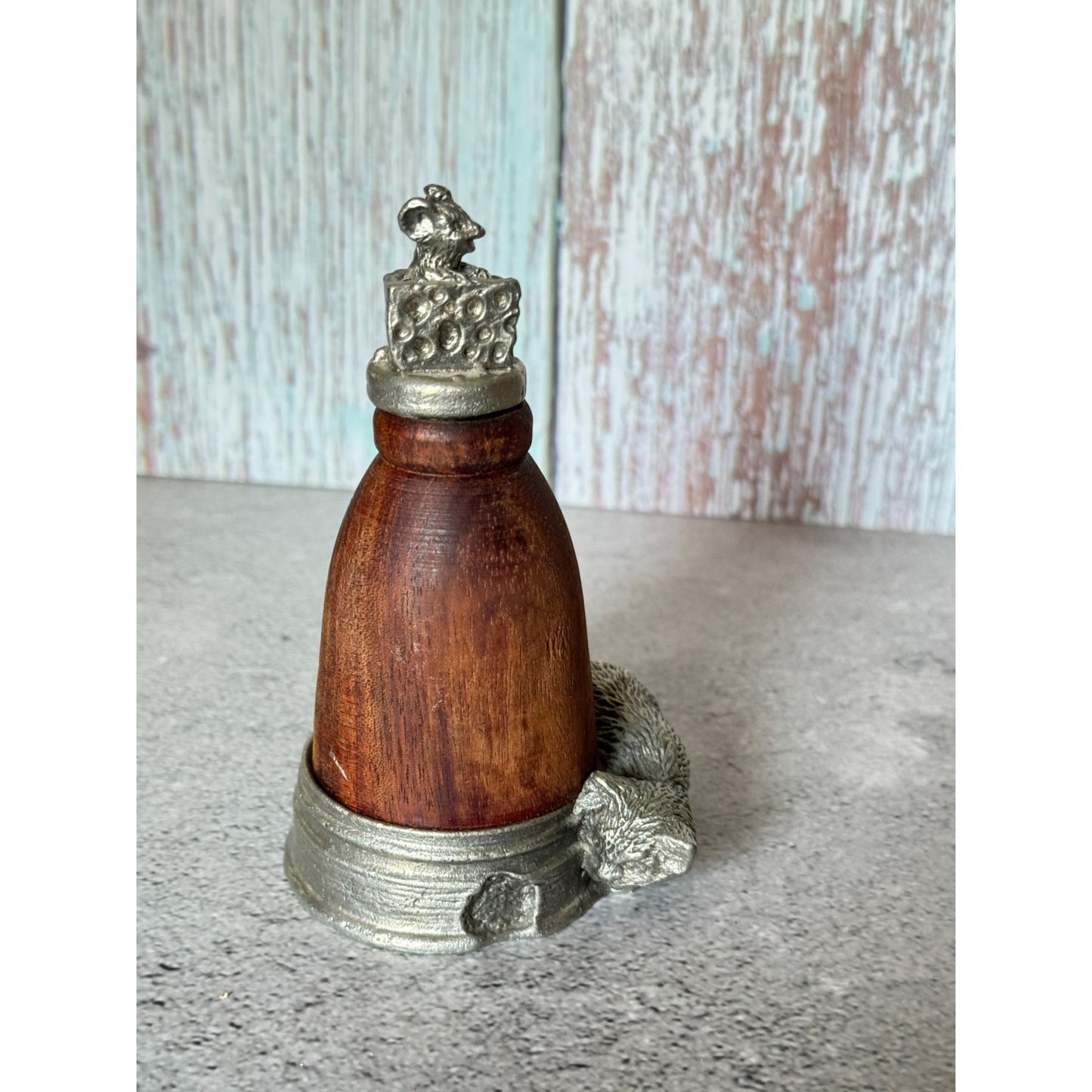 Vintage Kiefer Pewter & Wood Cat & Mouse Cinnamon Diffuser Air Refresher