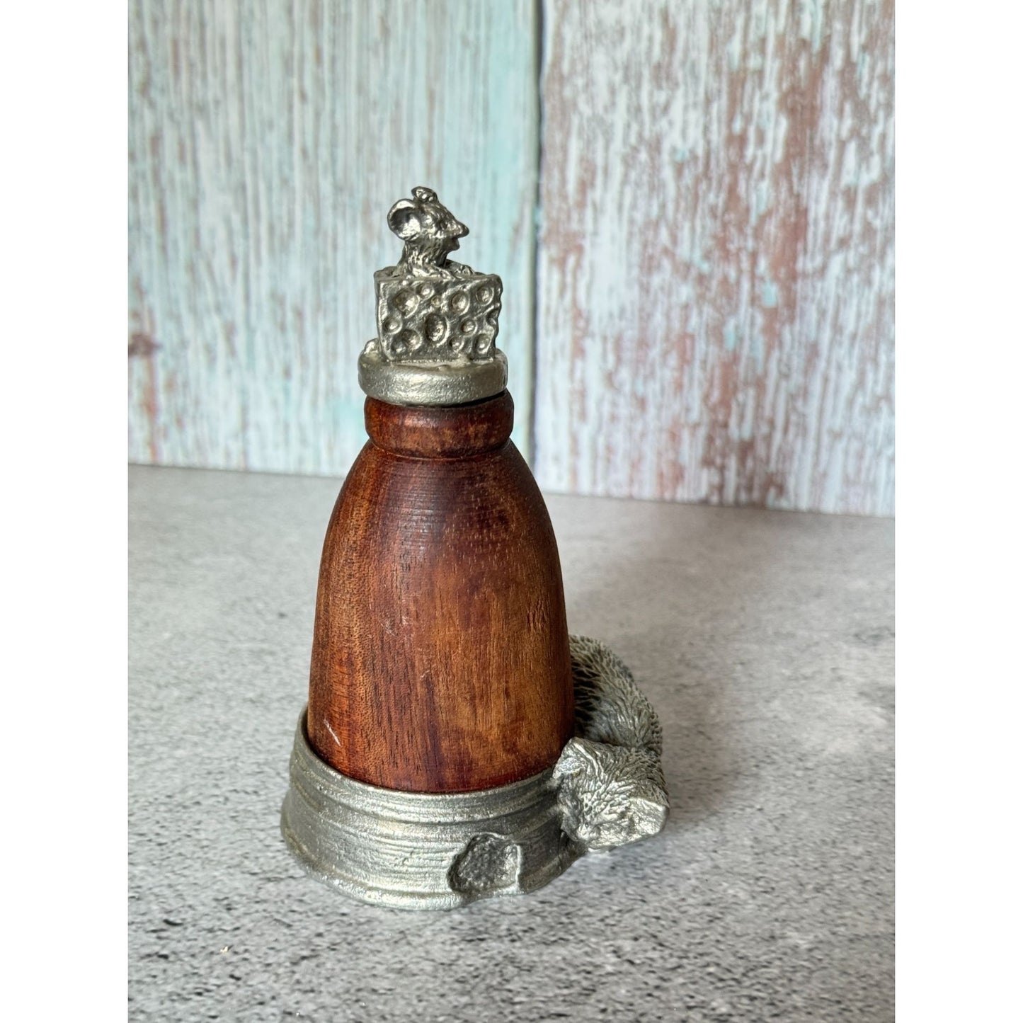 Vintage Kiefer Pewter & Wood Cat & Mouse Cinnamon Diffuser Air Refresher
