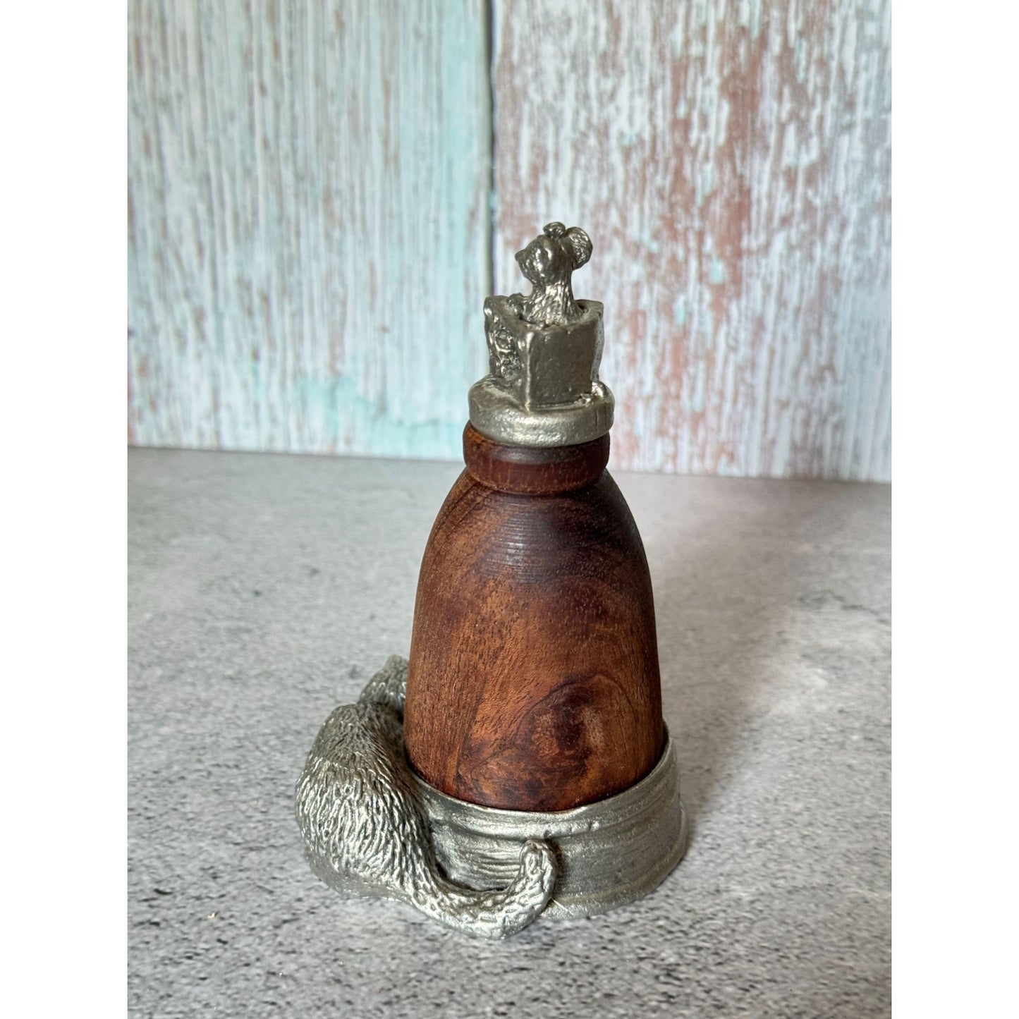 Vintage Kiefer Pewter & Wood Cat & Mouse Cinnamon Diffuser Air Refresher