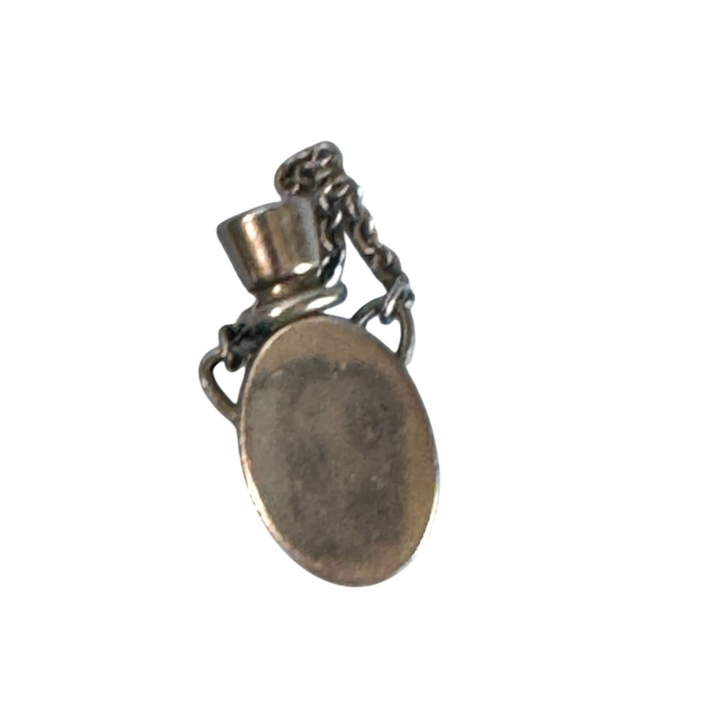 Vintage Silver Rhinestone Perfume Bottle Charm With Dauber & Mini Chain