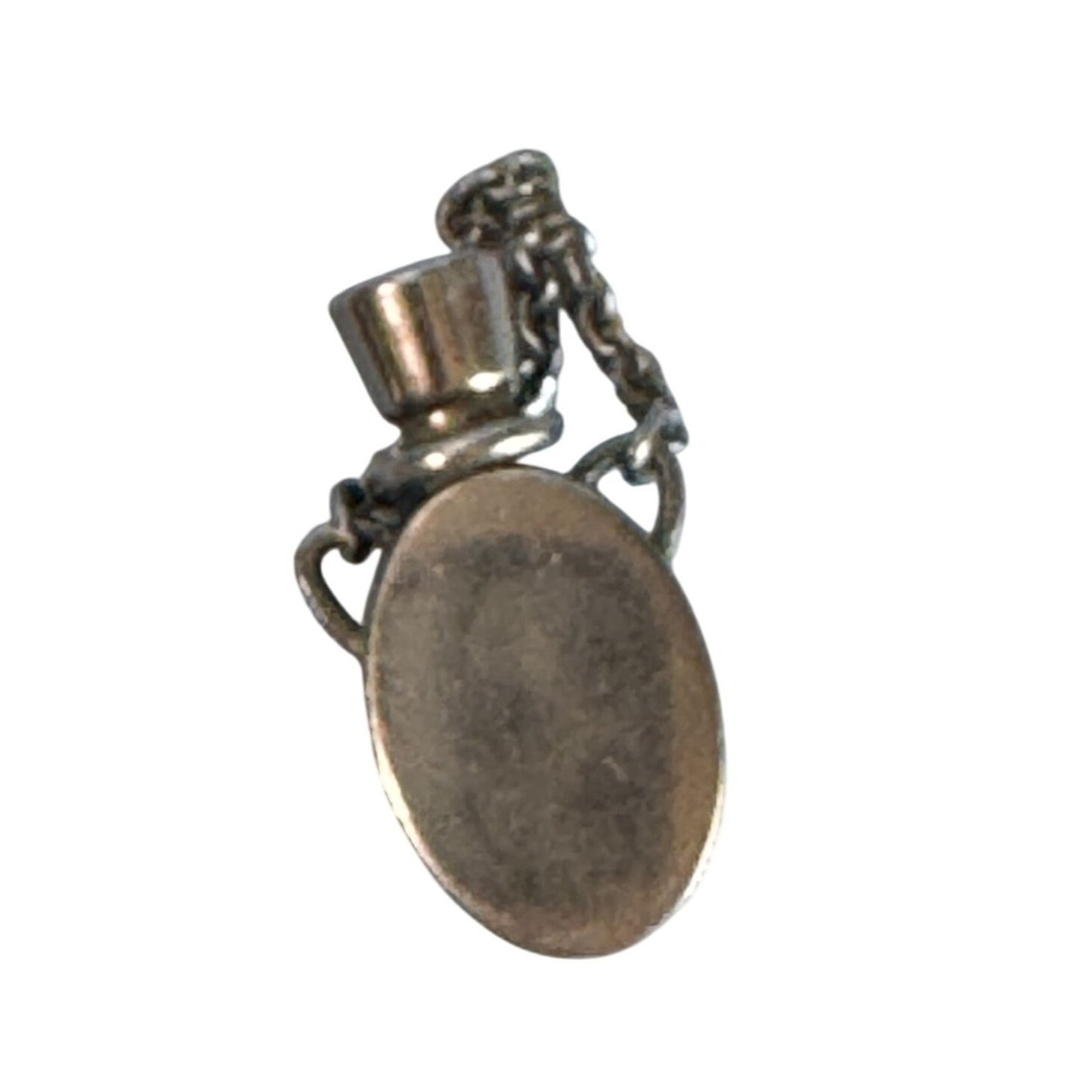 Vintage Silver Rhinestone Perfume Bottle Charm With Dauber & Mini Chain