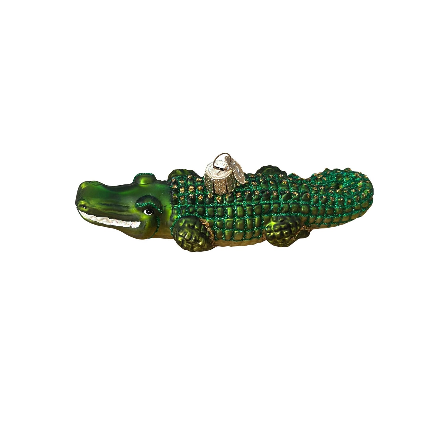 Old World Christmas Glass Alligator Ornament Green 5 Inches Boxed