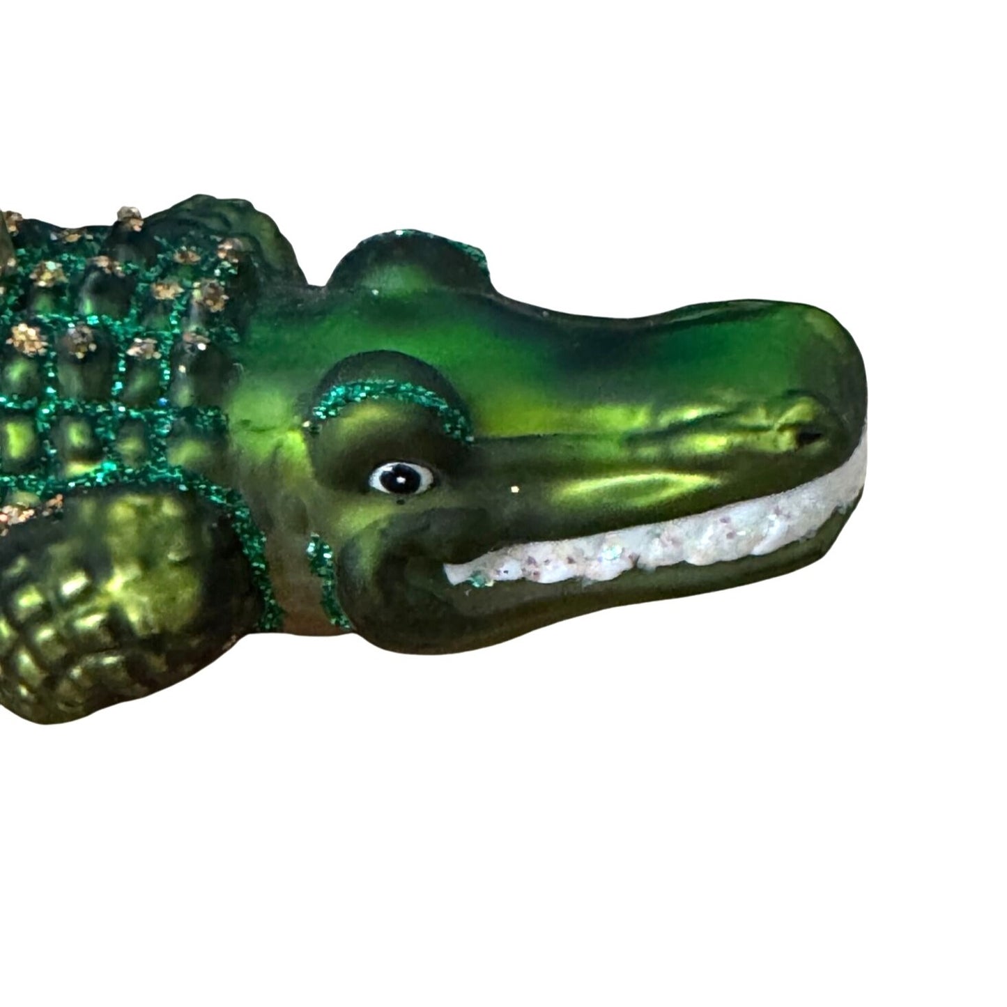 Old World Christmas Glass Alligator Ornament Green 5 Inches Boxed