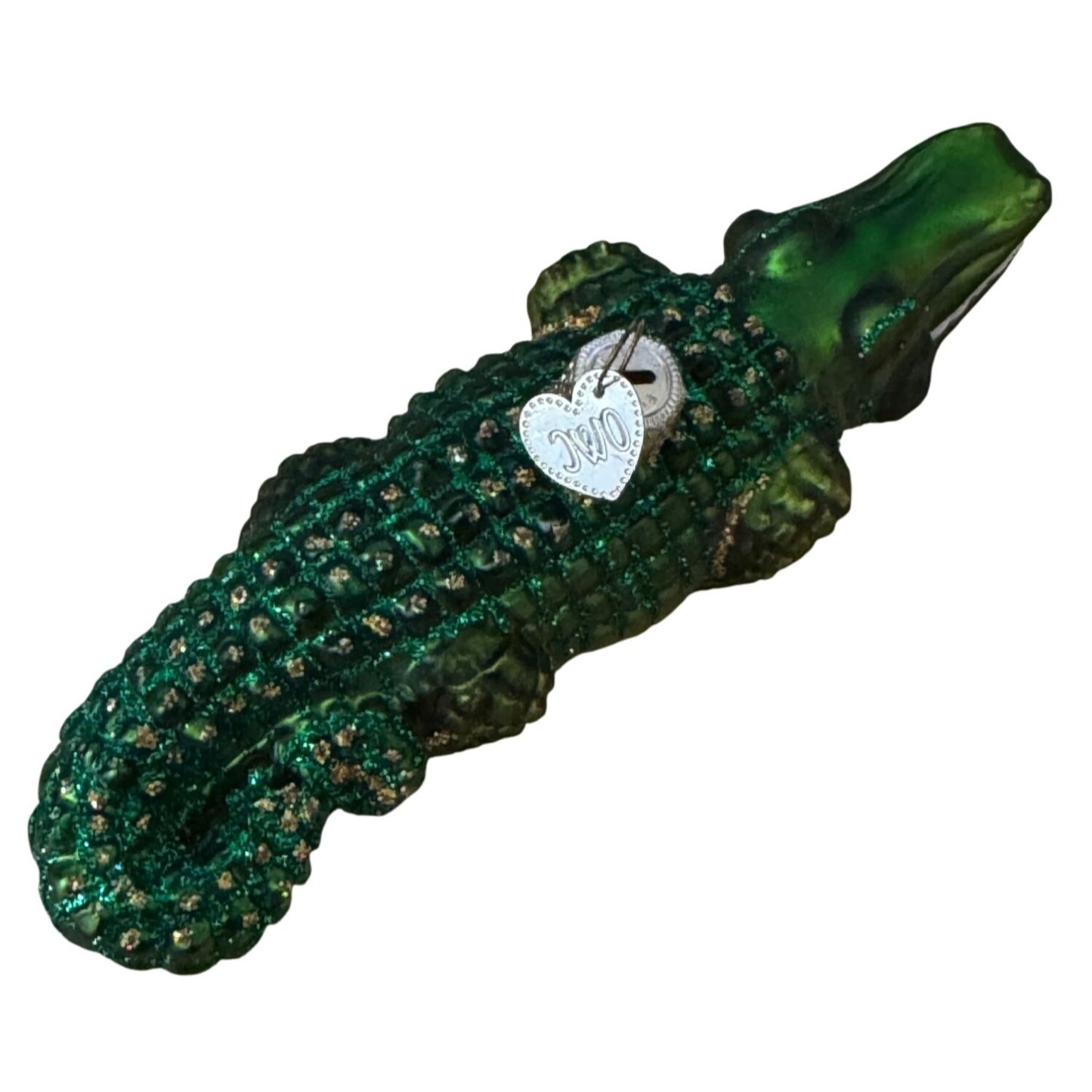 Old World Christmas Glass Alligator Ornament Green 5 Inches Boxed