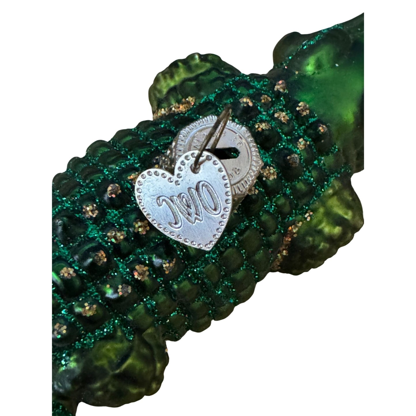 Old World Christmas Glass Alligator Ornament Green 5 Inches Boxed