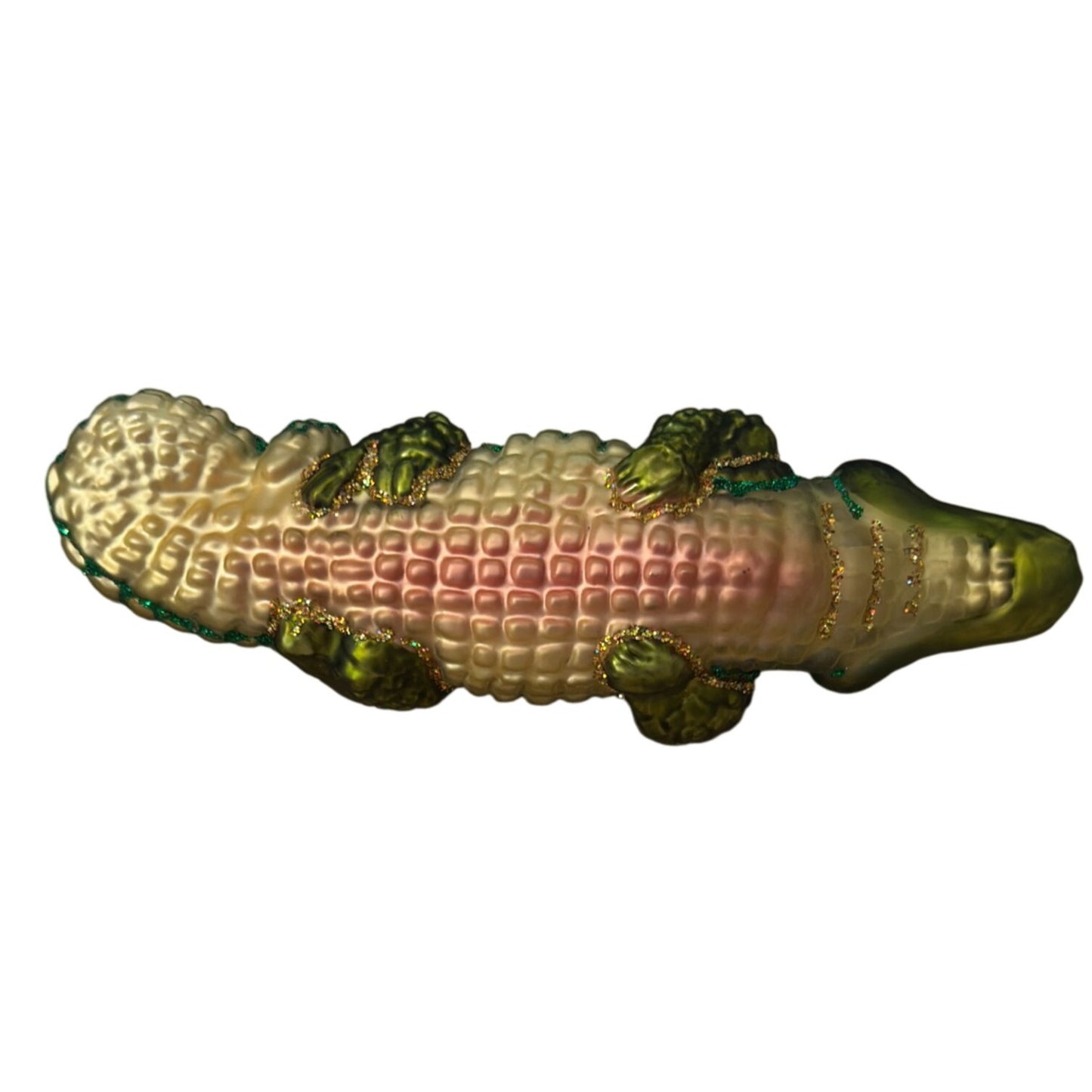 Old World Christmas Glass Alligator Ornament Green 5 Inches Boxed